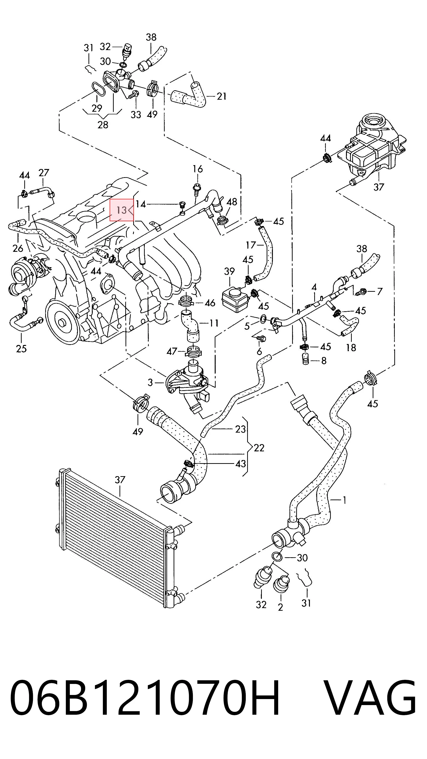 06B121070H VAG Manguera de refrigeración