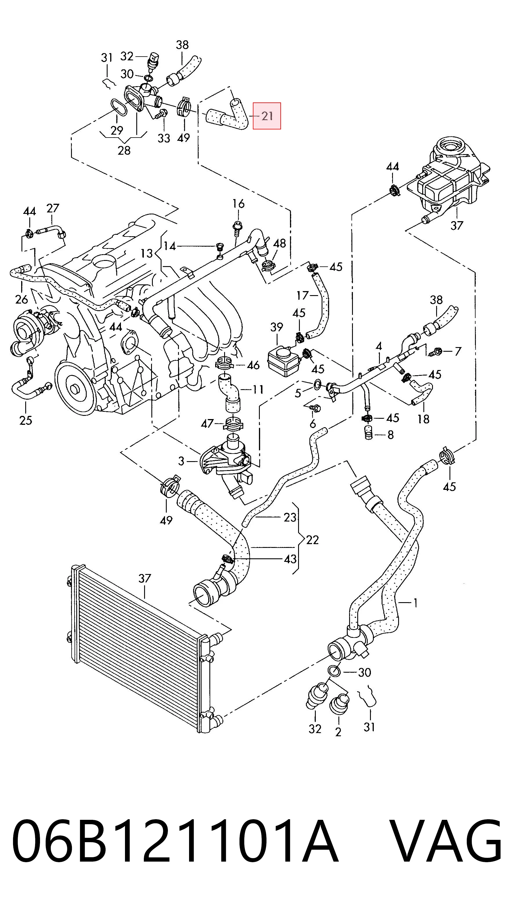06B121101A VAG Manguera de refrigeración