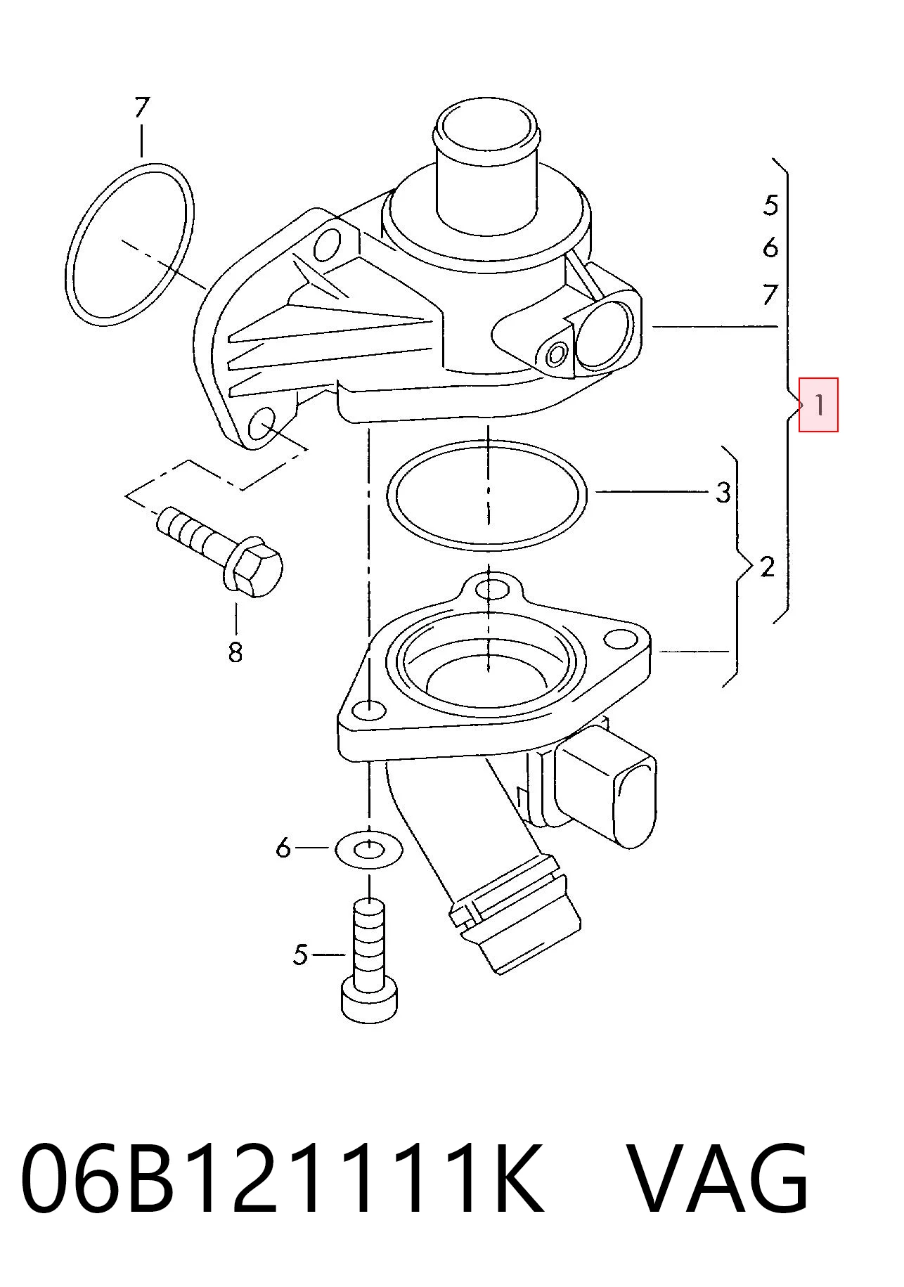 06B121111K VAG Caja del termostato