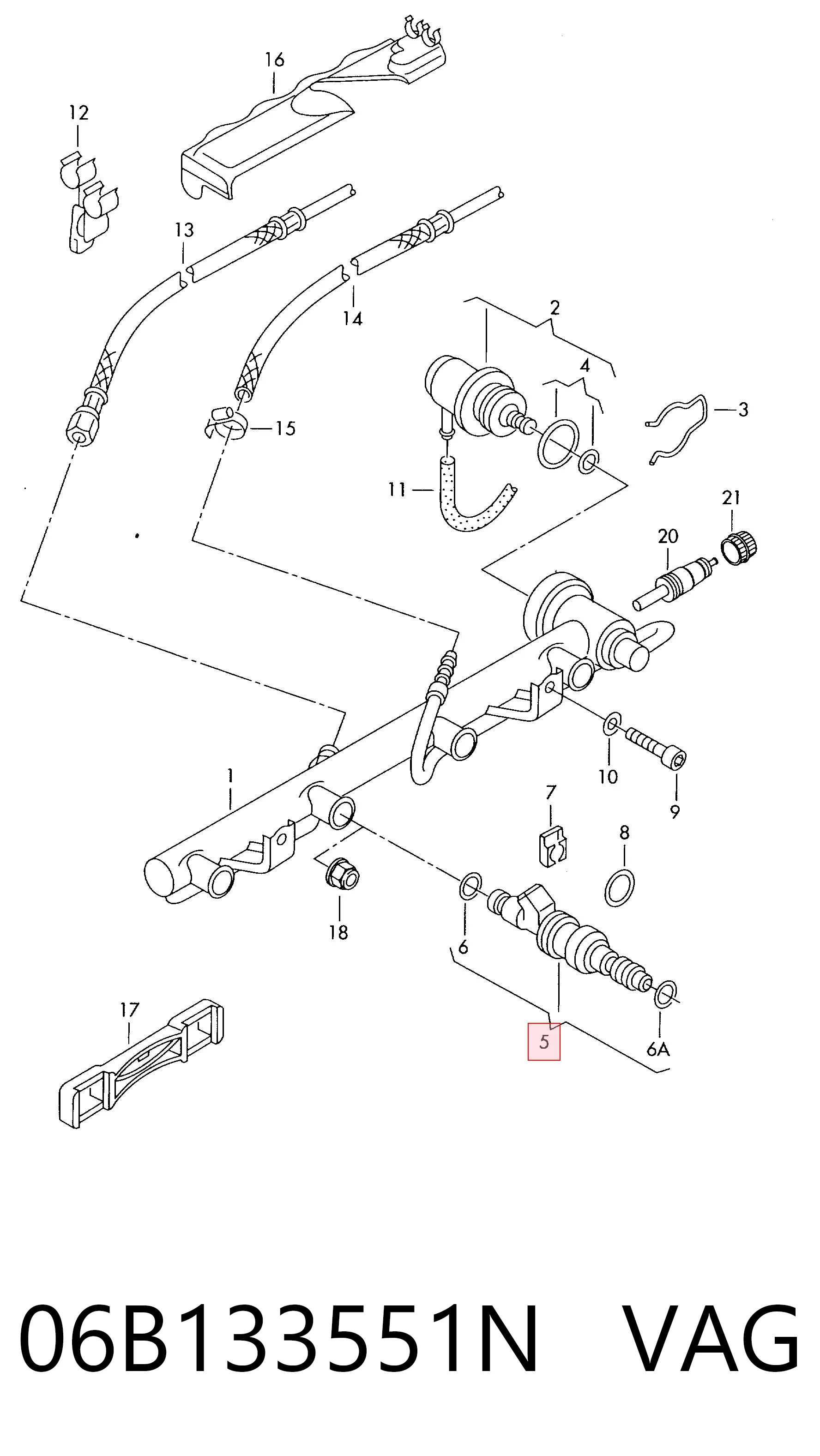 Inyector de combustible 06B133551N VAG