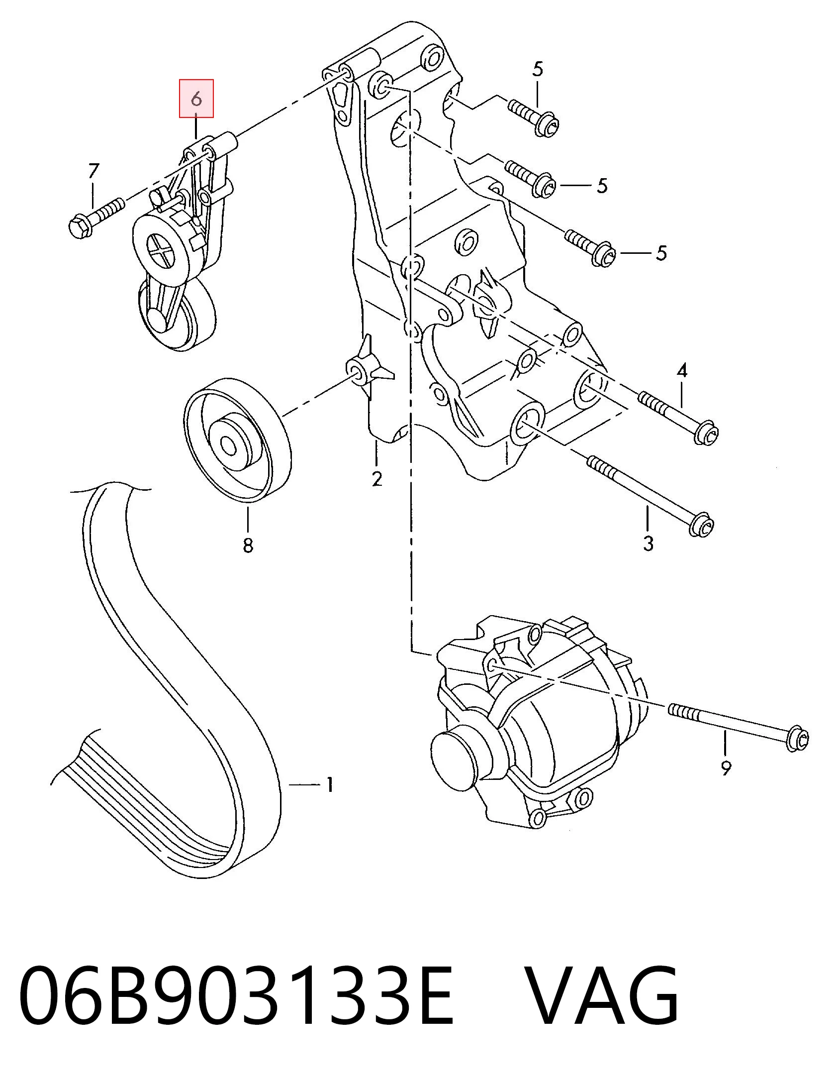 06B903133E VAG Tensor de correa de alternador