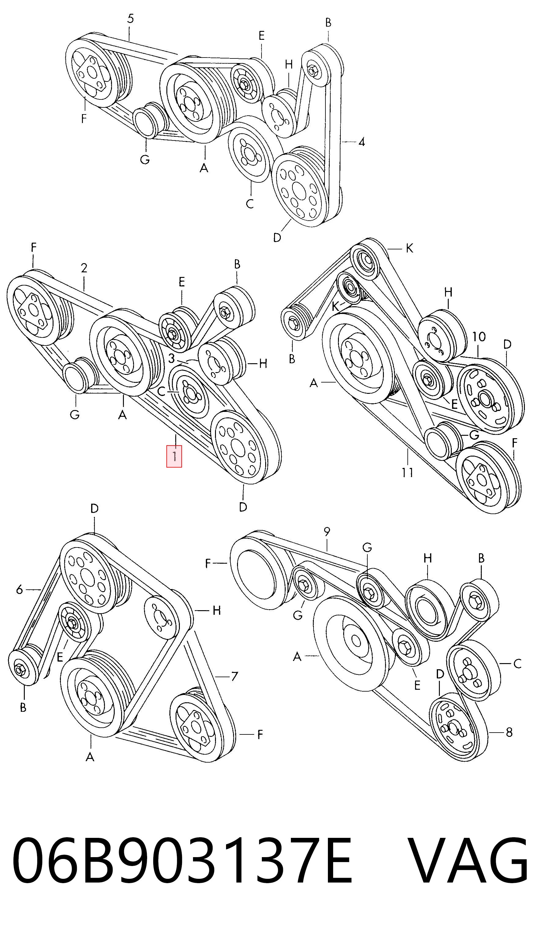 06B903137E VAG Correa poly v