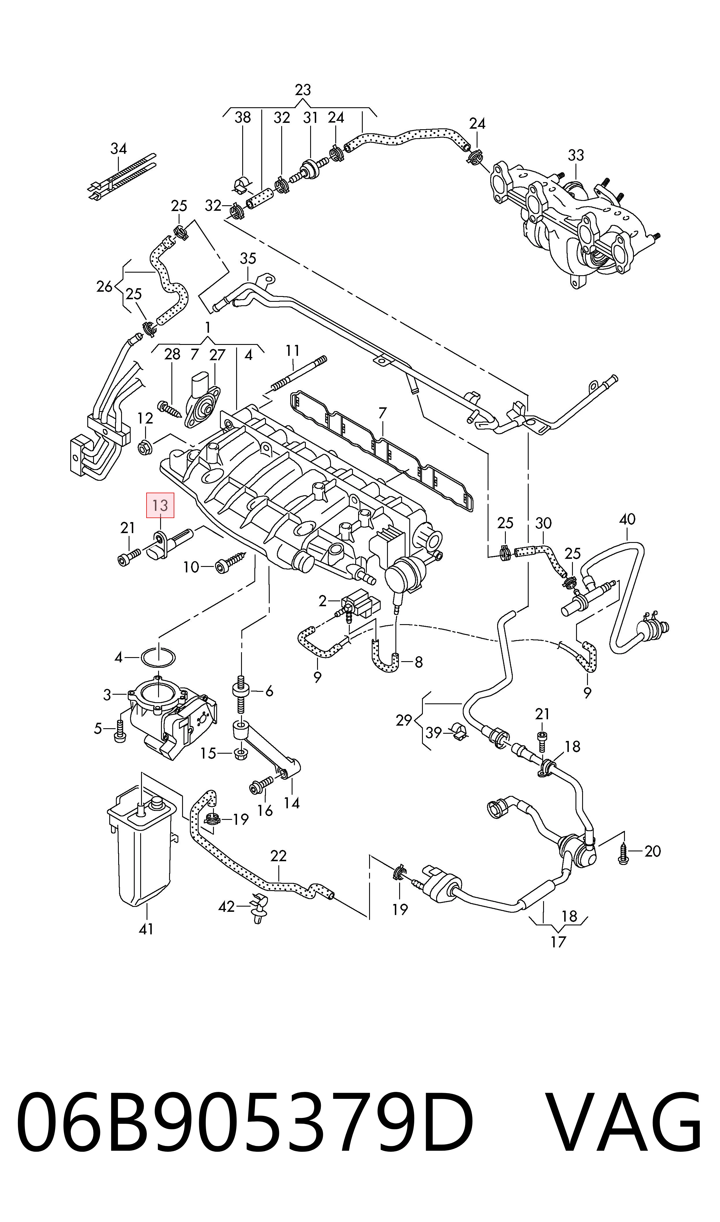06B905379D VAG Sensor de temperatura del aire de admisión