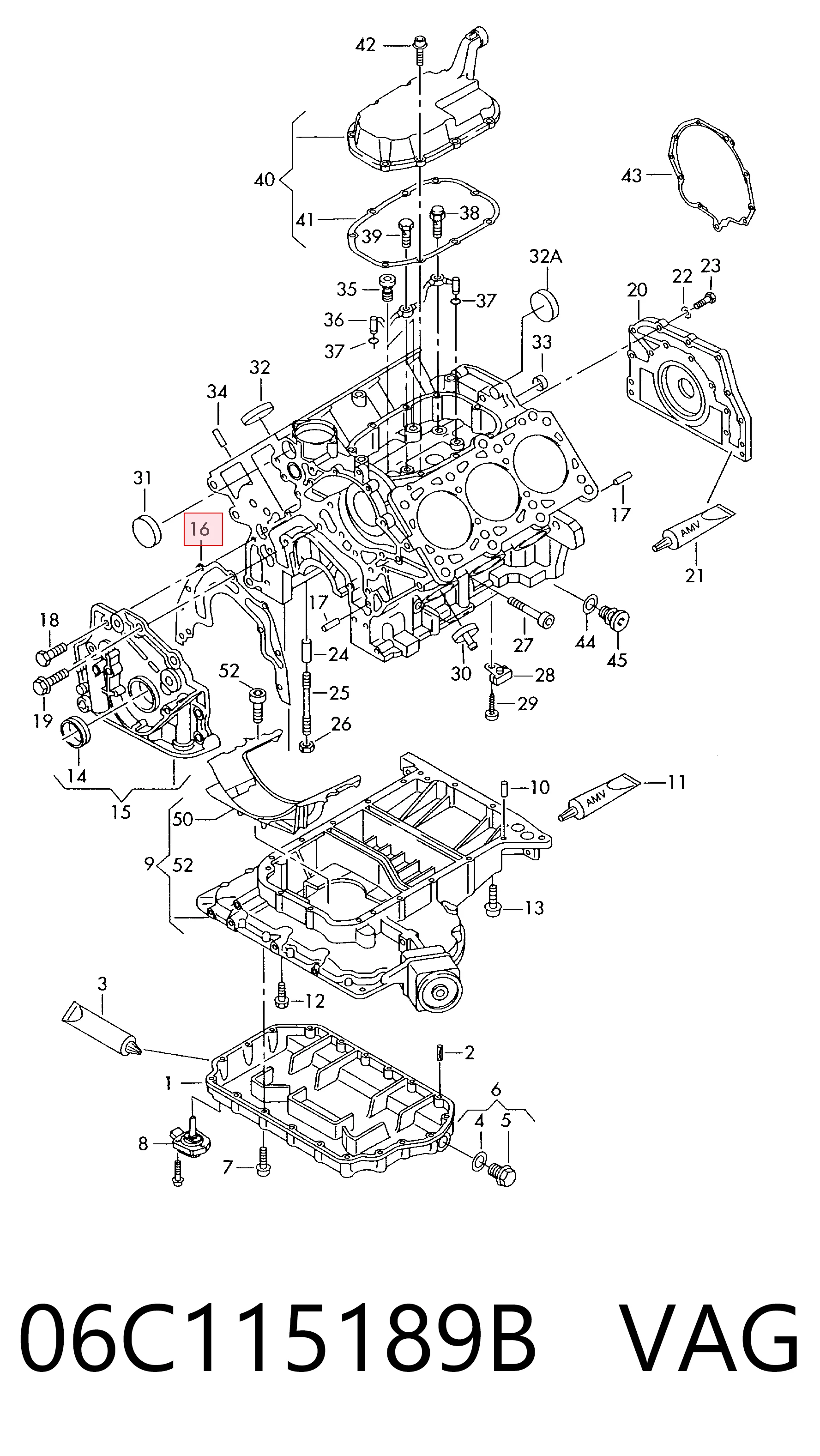 06C115189B VAG Junta de tapa frontal del motor