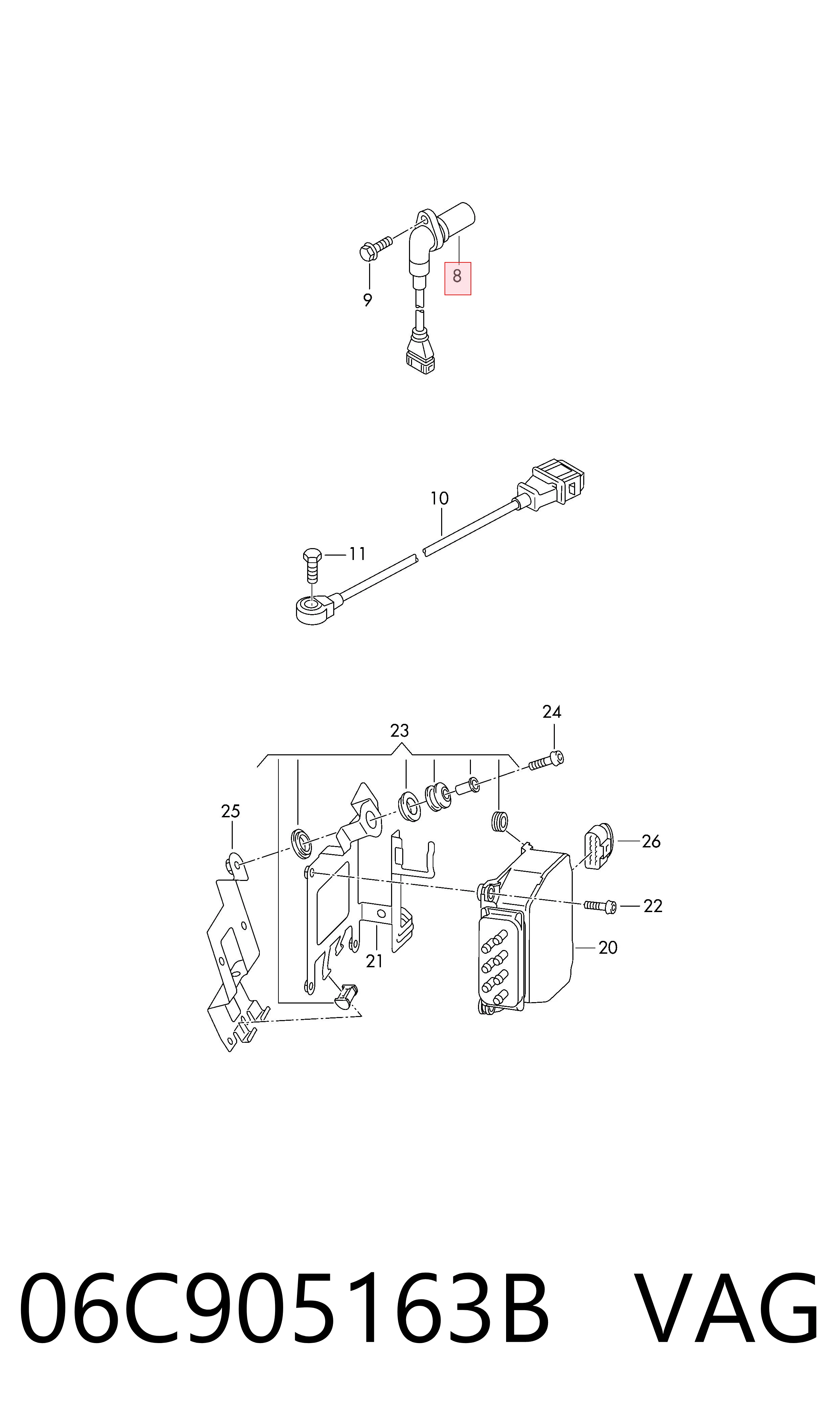 06C905163B VAG Sensor posición arbol de levas