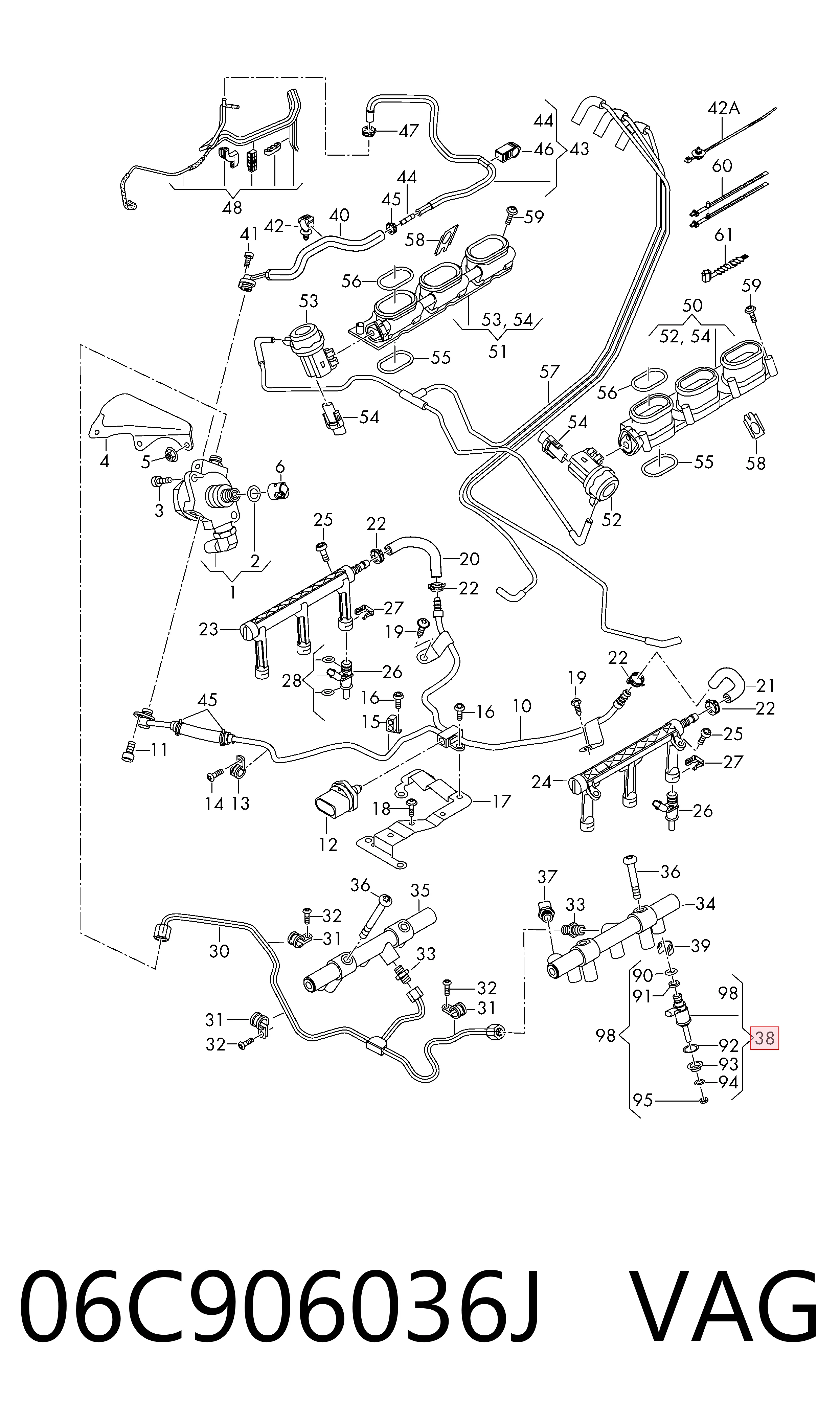 06C906036J VAG Inyector de combustible