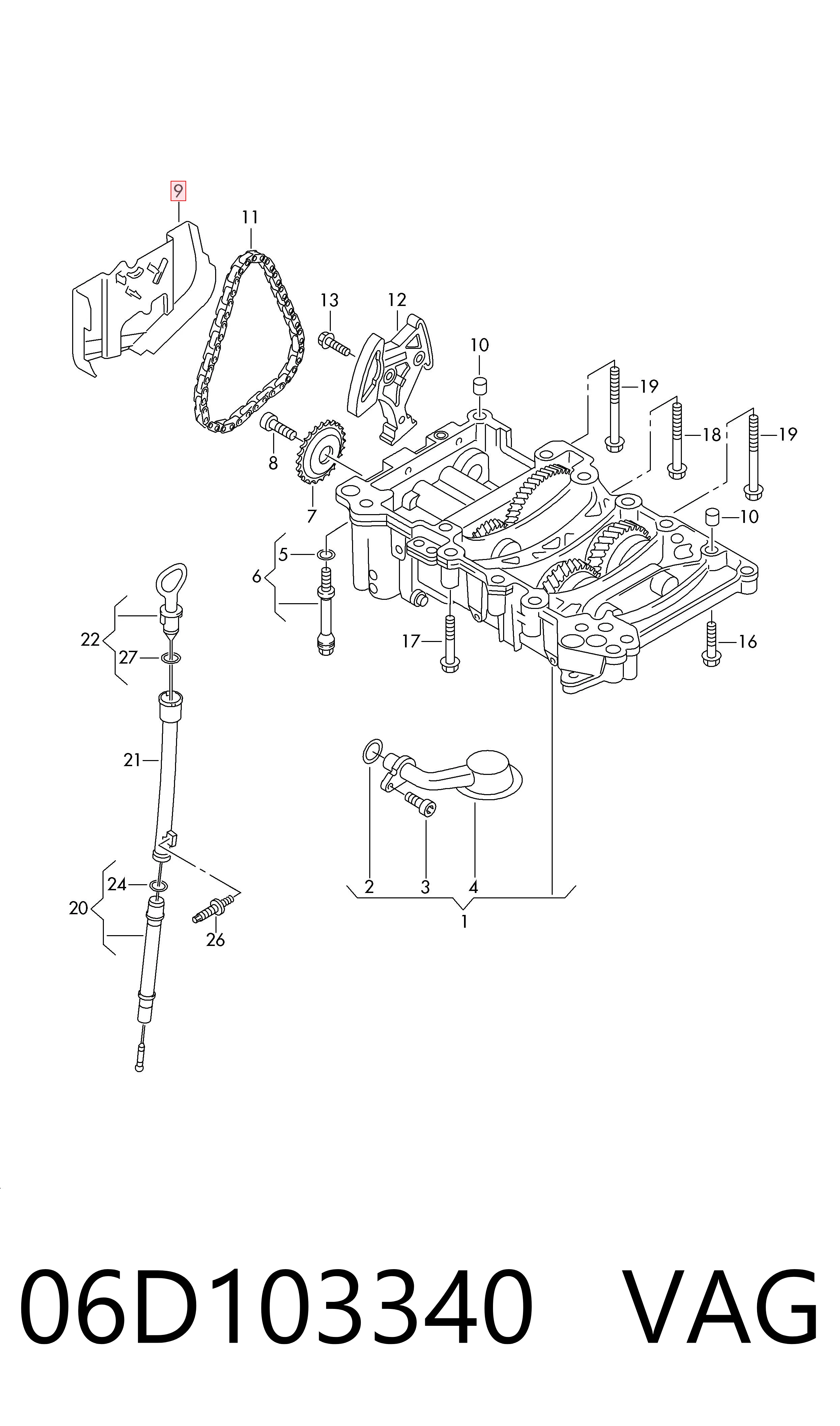 Tapa delantera del motor VAG 06D103340 precio, desde 27,26 EUR