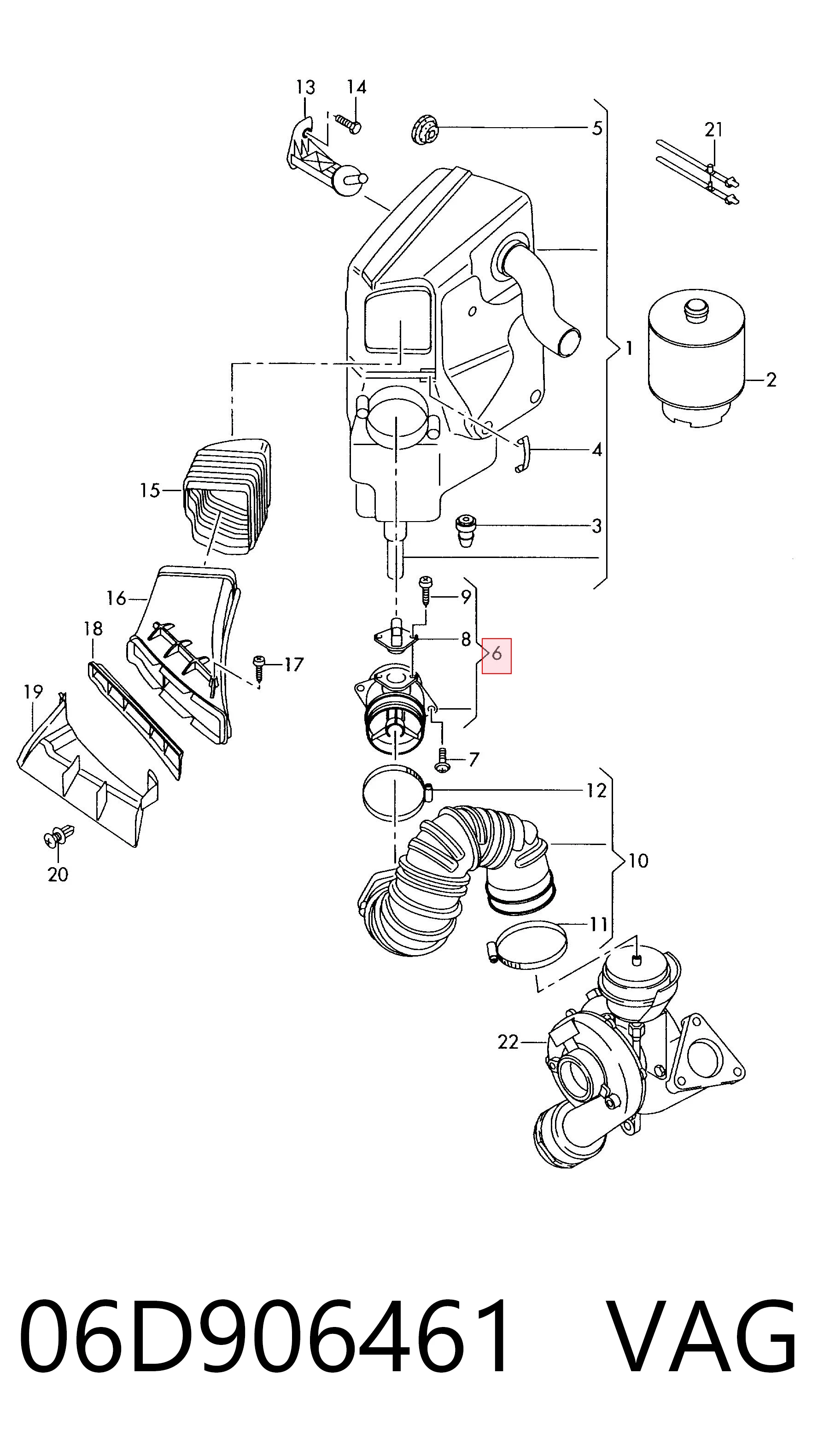 06D906461 VAG Sensor de flujo de aire