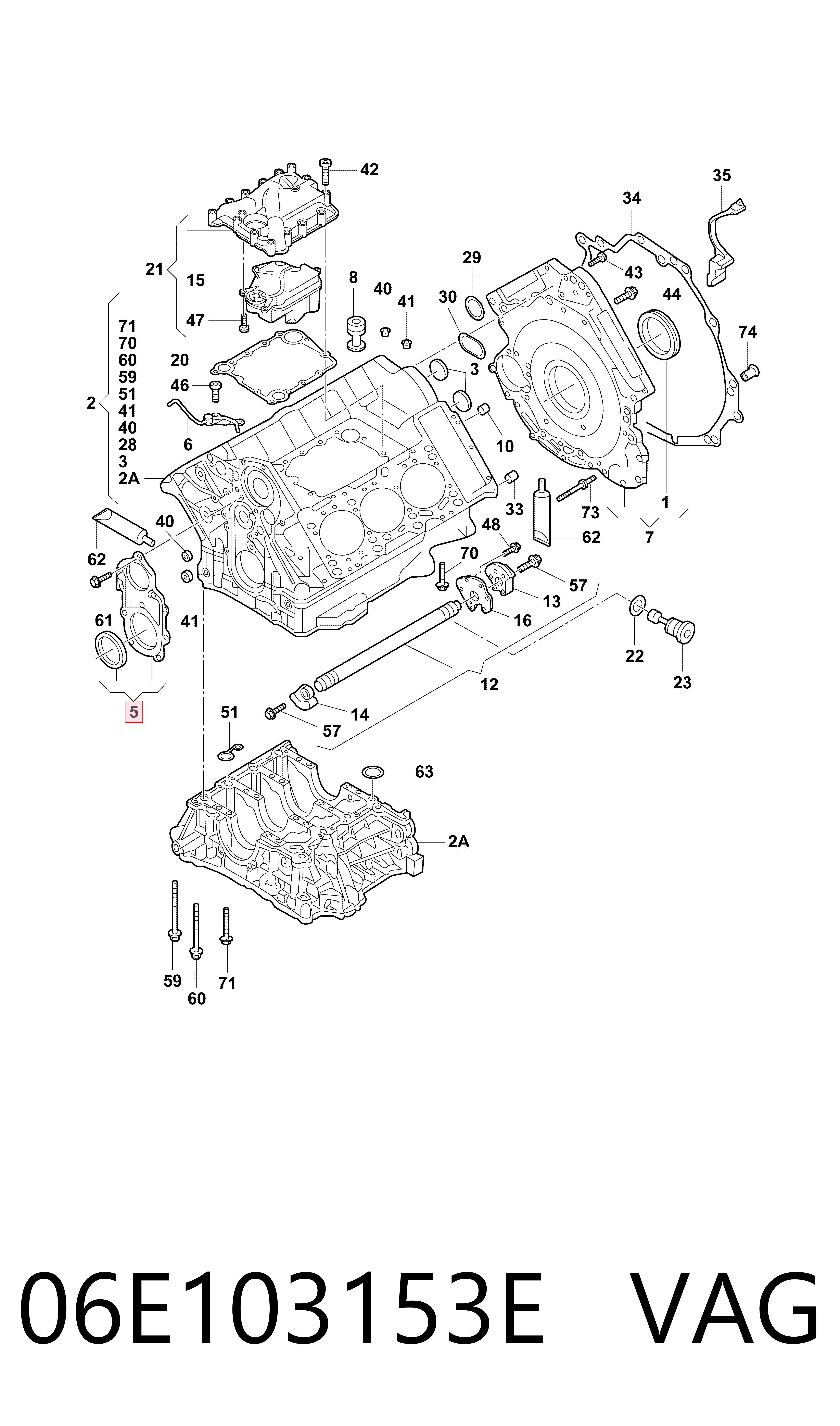 06E103153E VAG Tapa delantera del motor