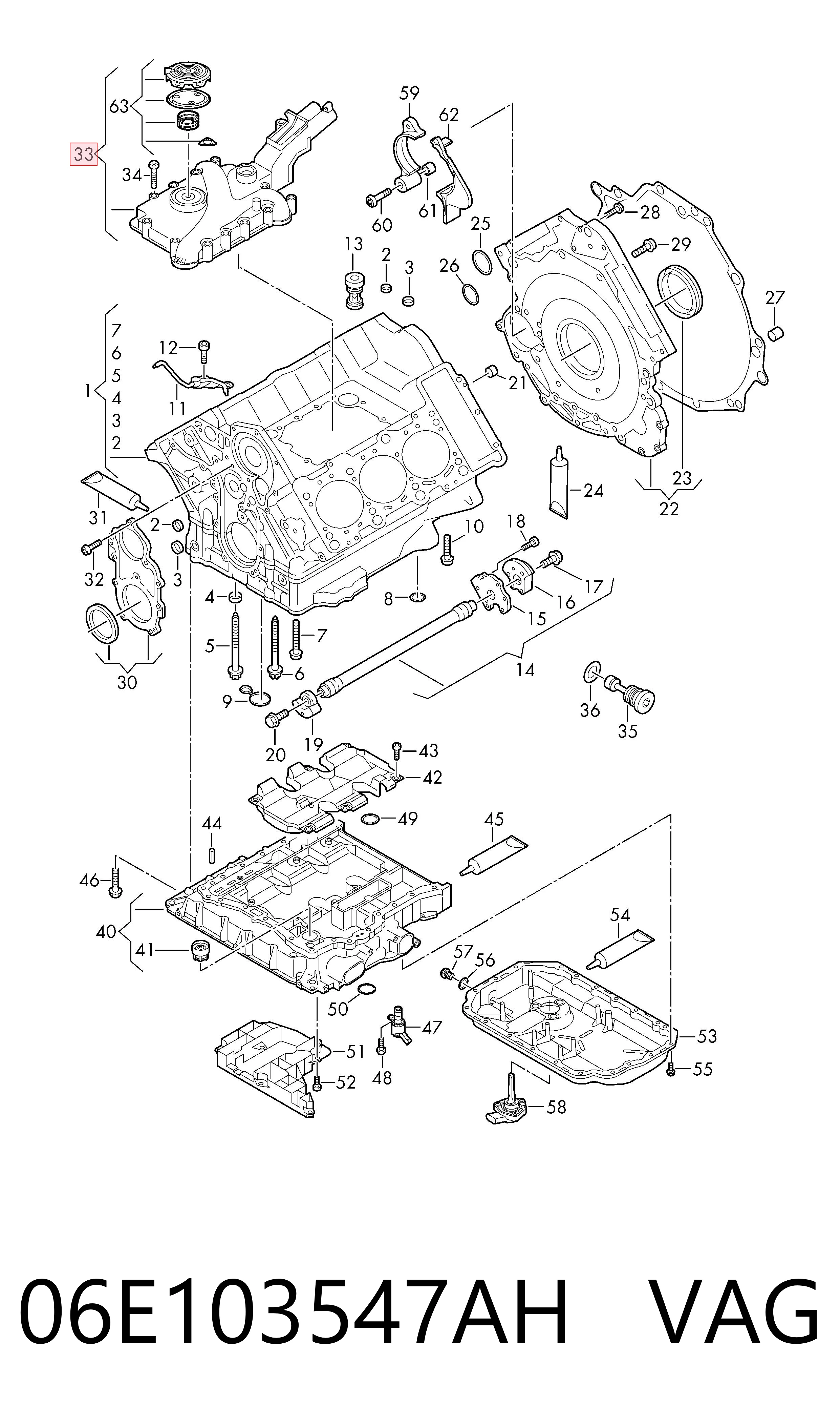06E103547AH VAG Separador de aceite del sistema de ventilación del cárter