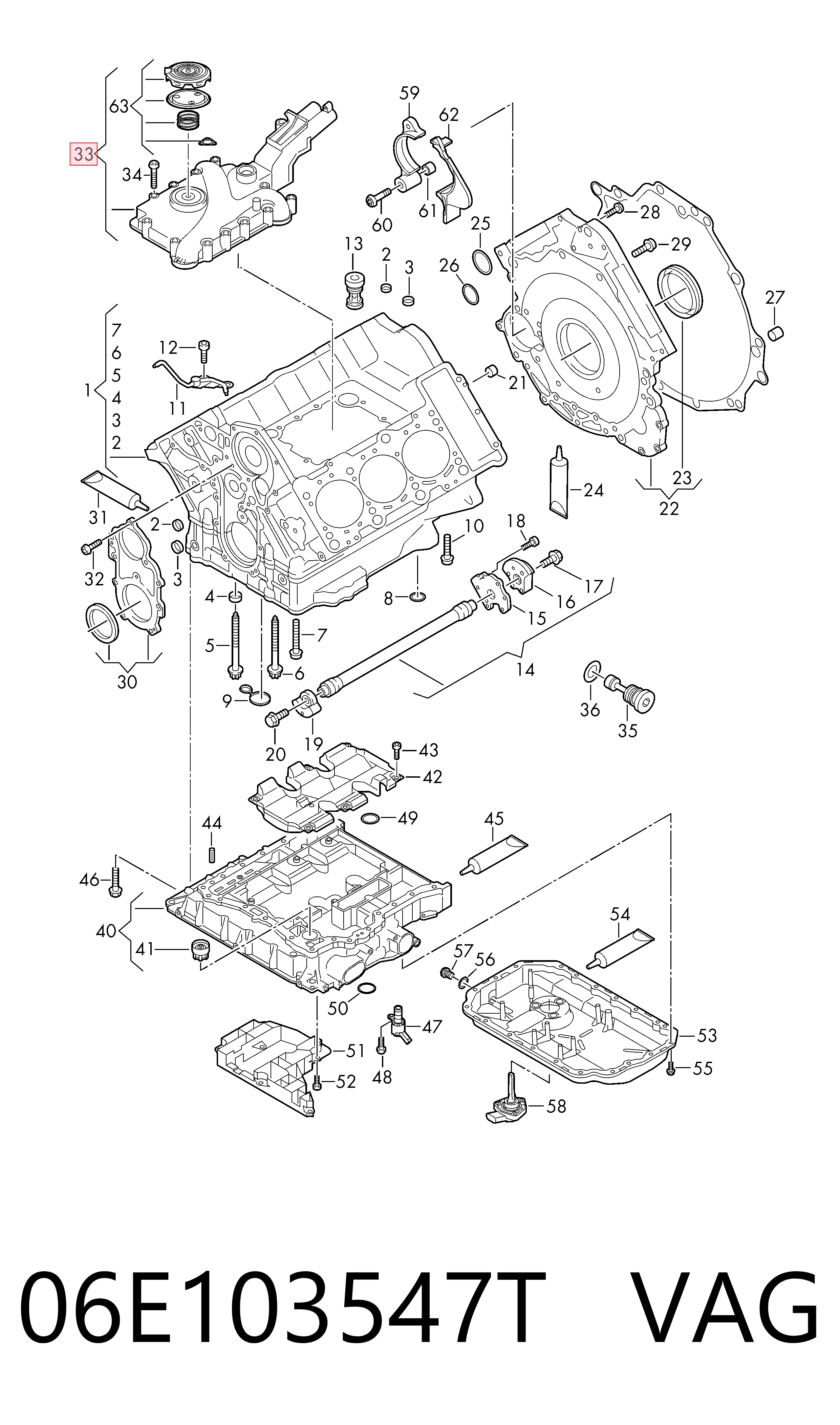 06E103547T VAG Separador de aceite del sistema de ventilación del cárter