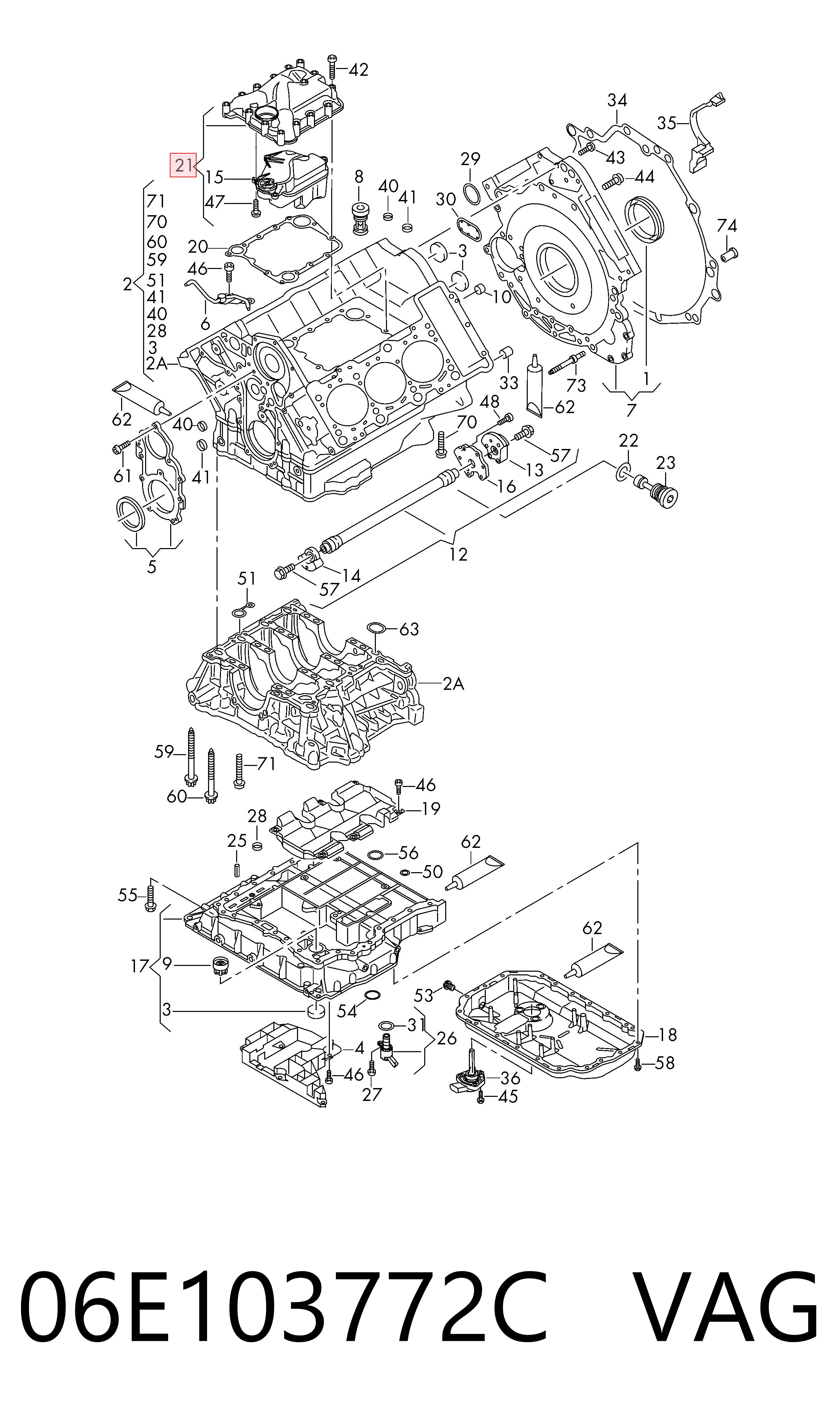 06E103772C VAG Separador de aceite del sistema de ventilación del cárter