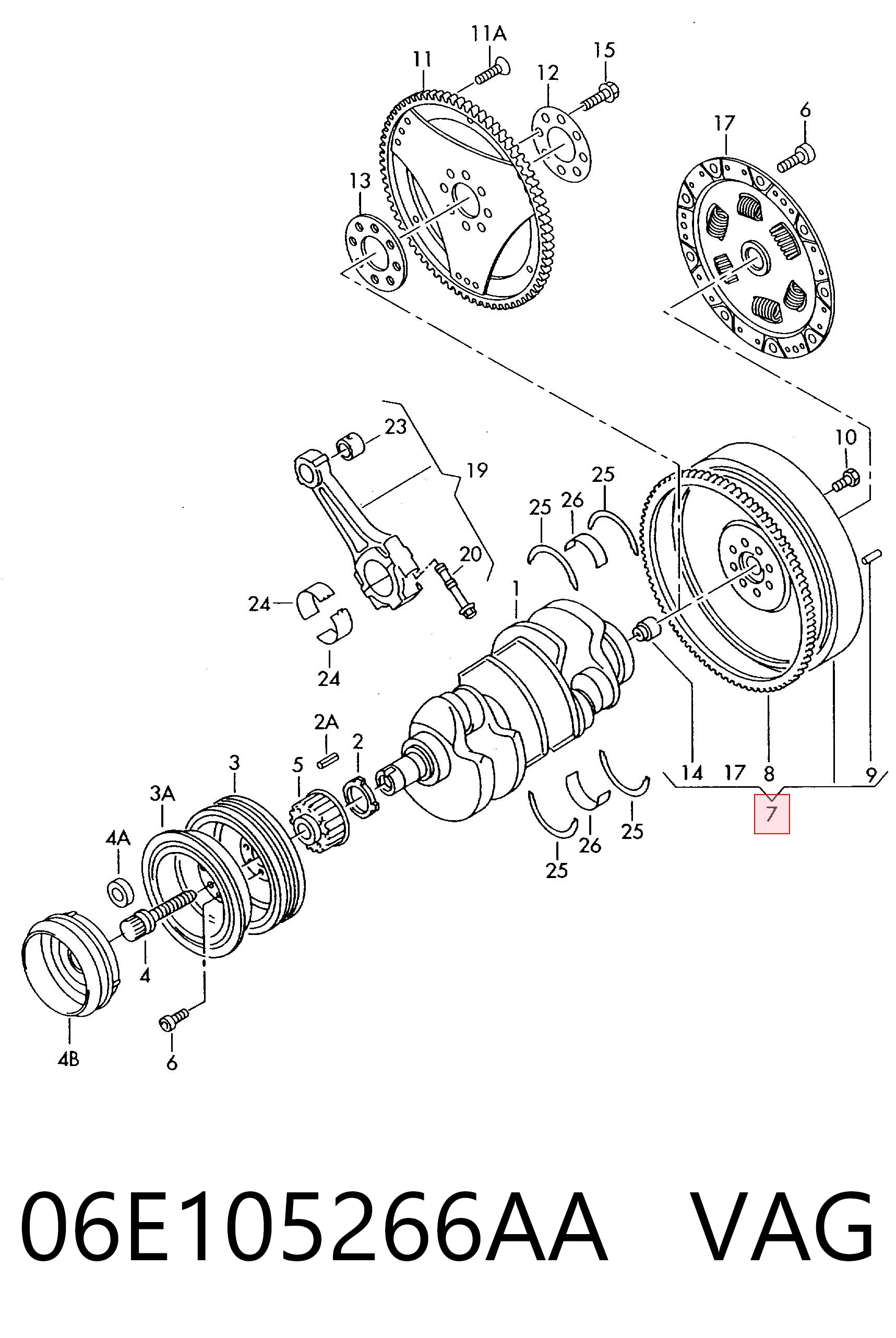 Volante de motor 06E105266AA VAG