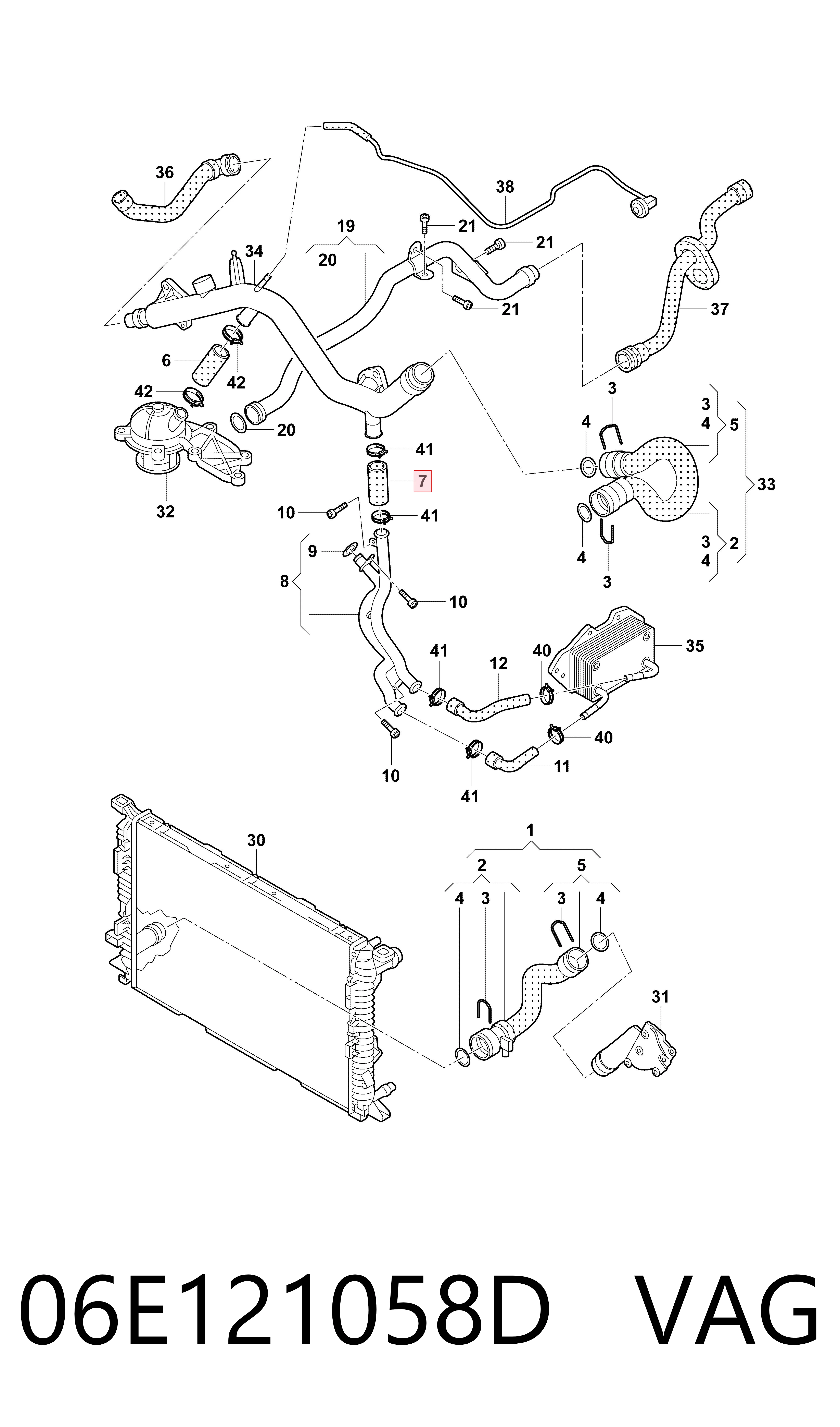 06E121058D VAG Manguera de refrigeración