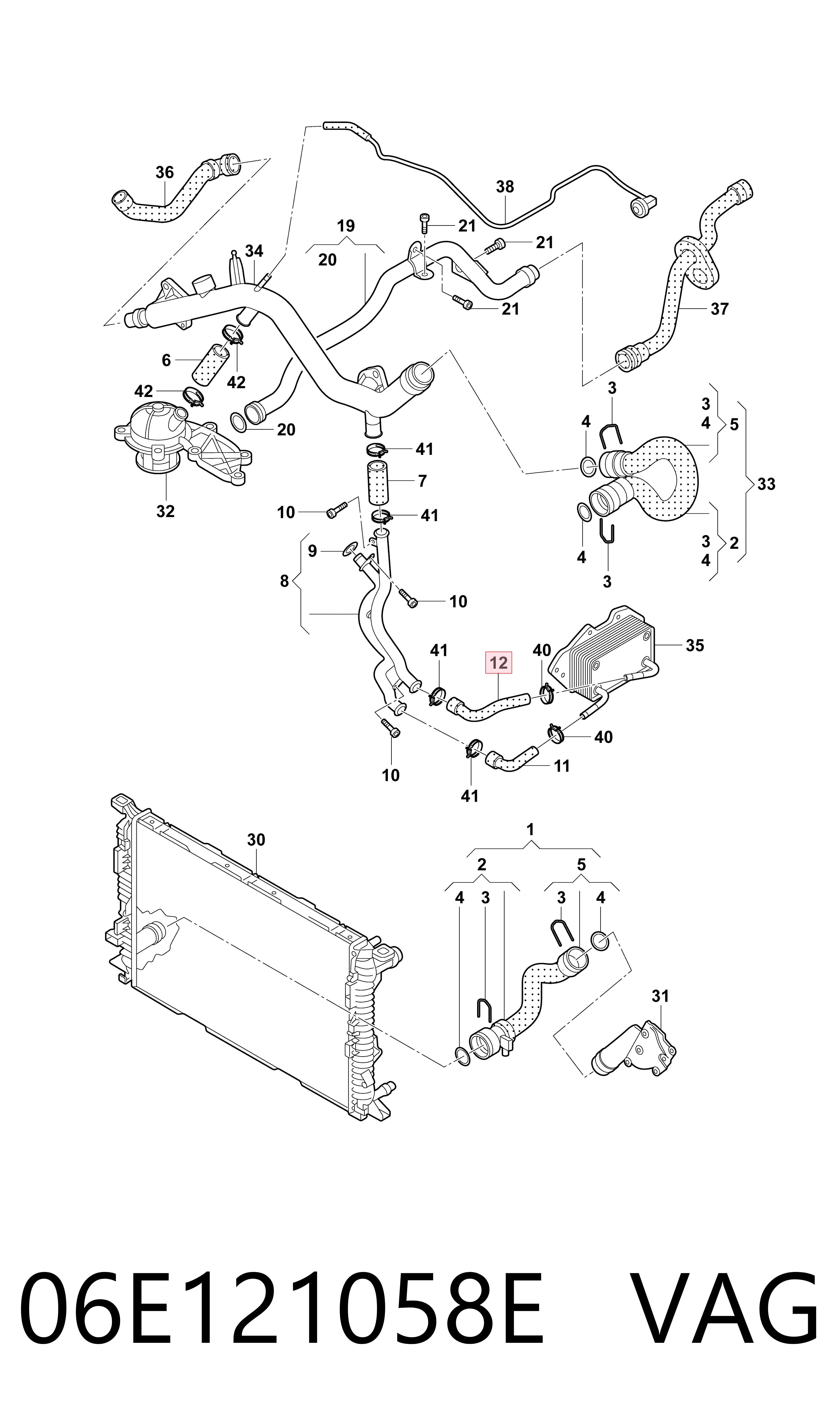 06E121058E VAG Manguera de refrigeración