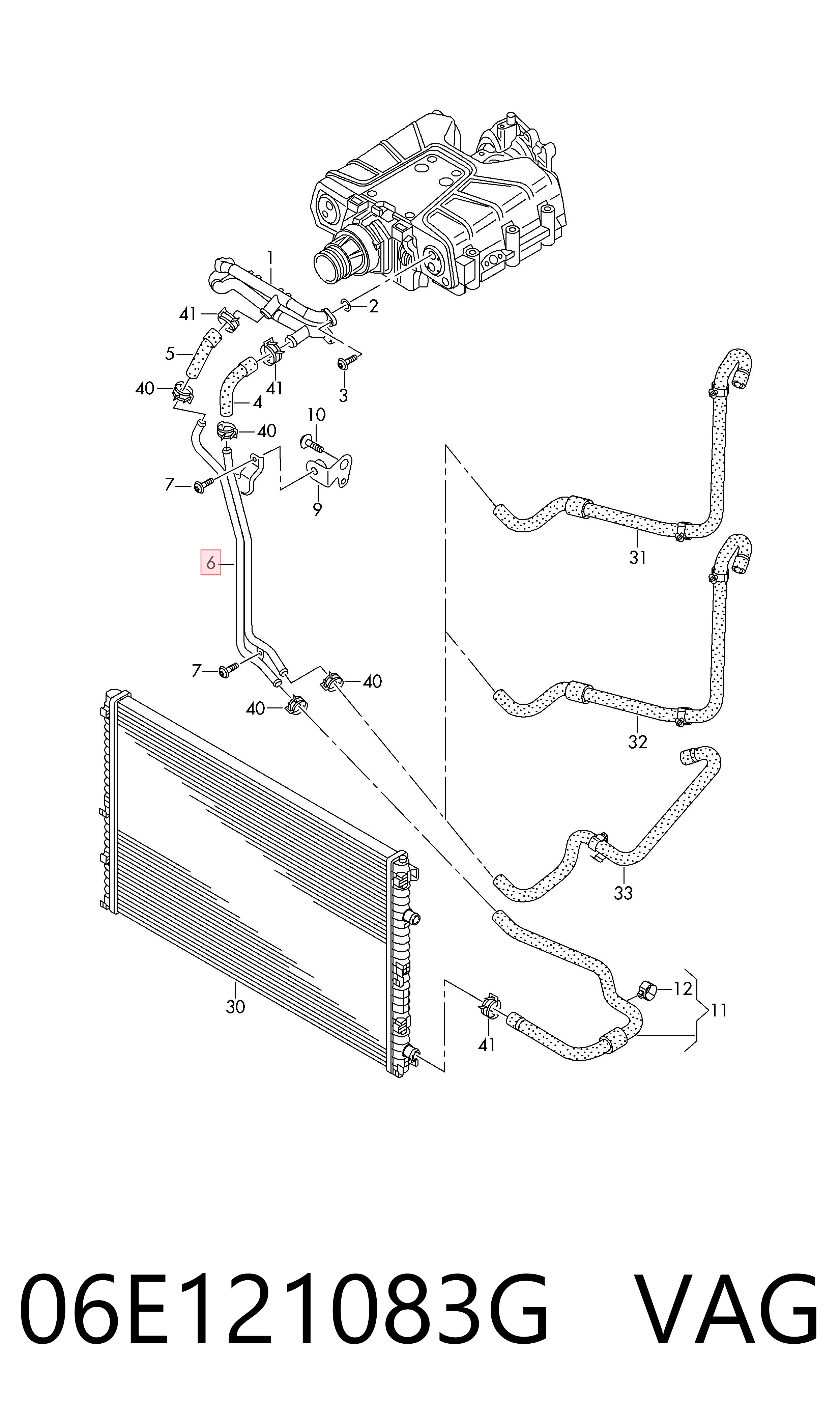 06E121083G VAG Manguera de refrigeración