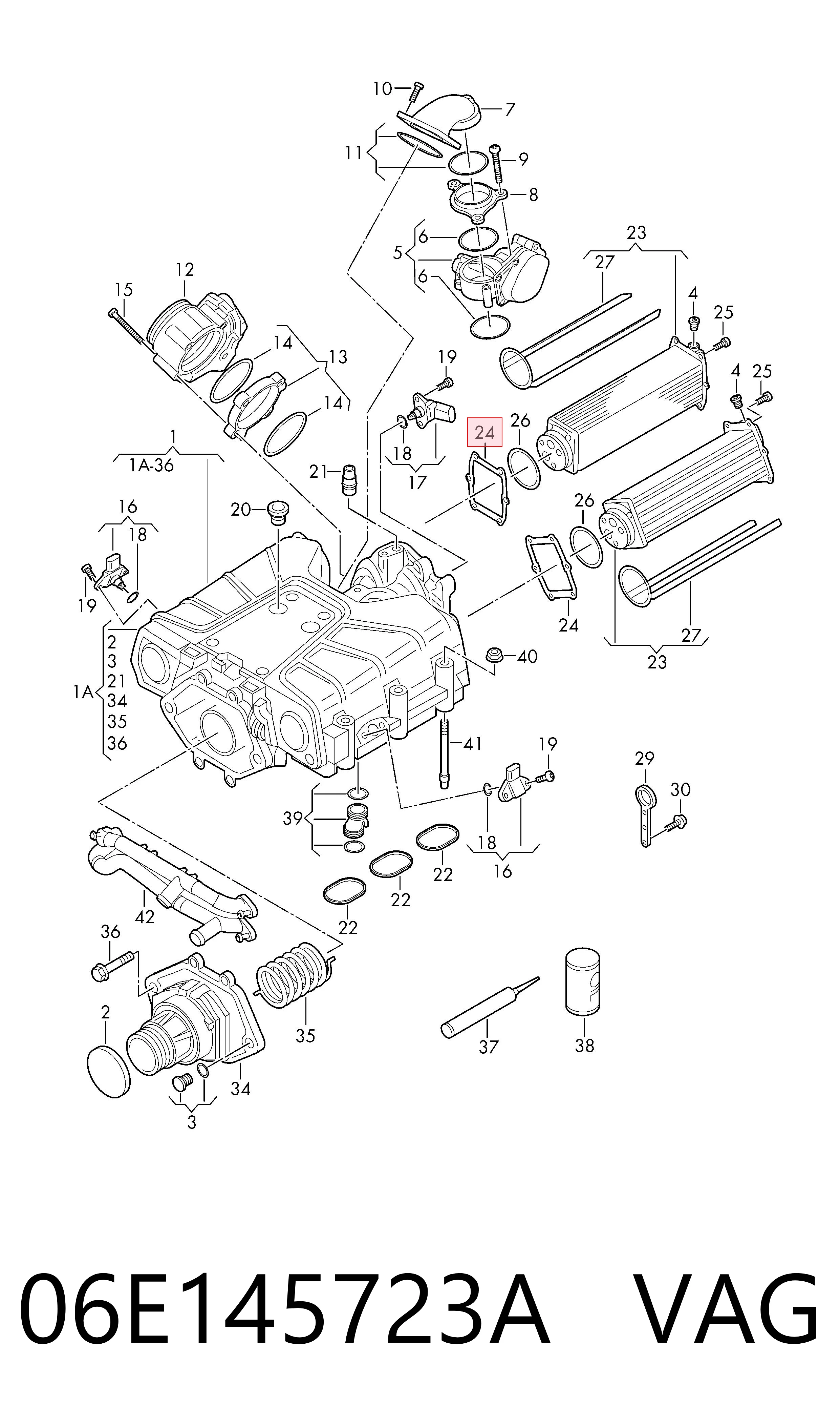 Junta tórica del tubo del intercooler VAG 06E145723A precio, desde 21,58 EUR