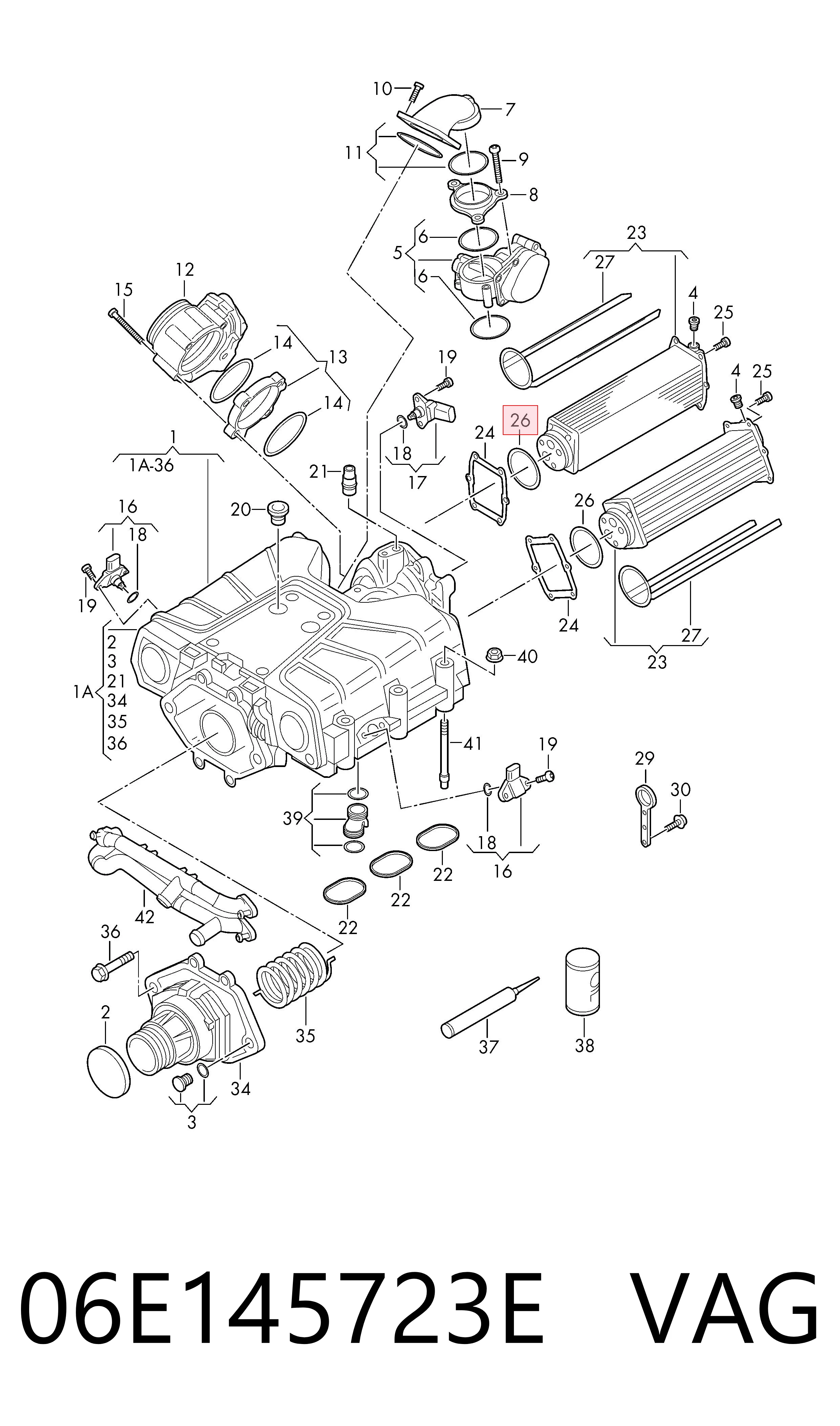 Junta tórica del tubo del intercooler VAG 06E145723E precio, desde 20,46 EUR