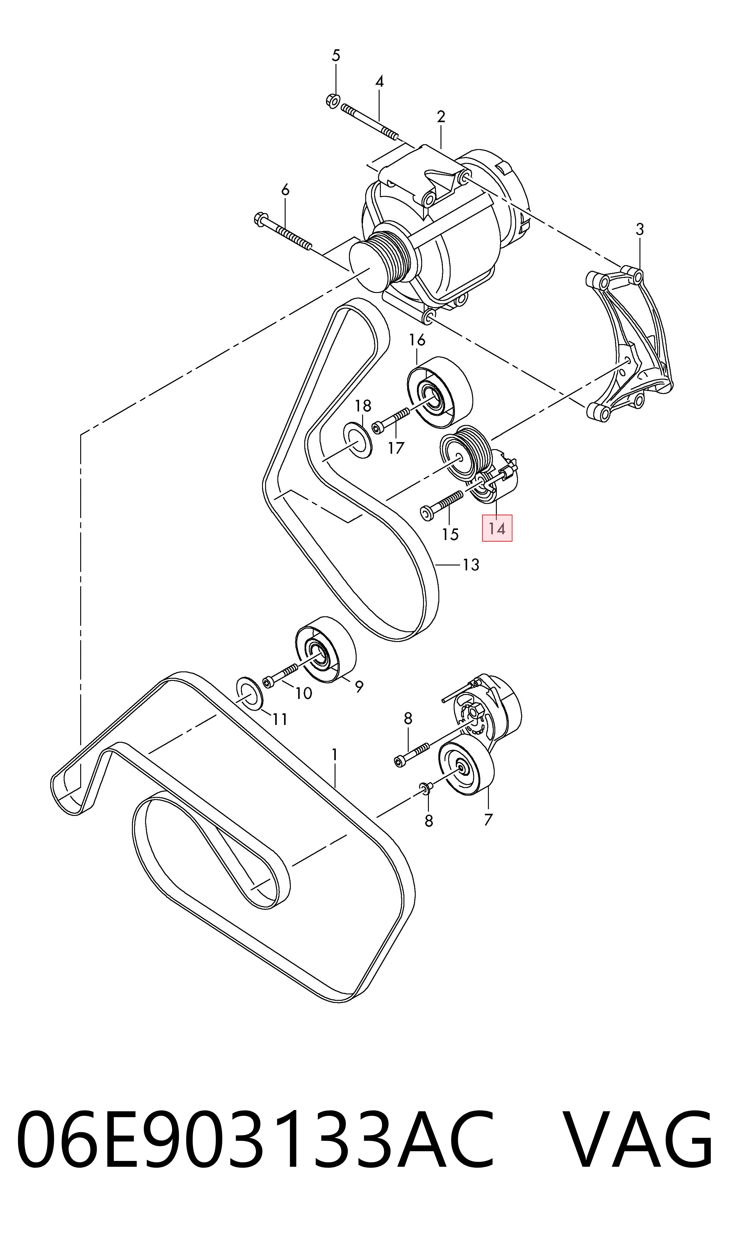 06E903133AC VAG Tensor de correa de alternador
