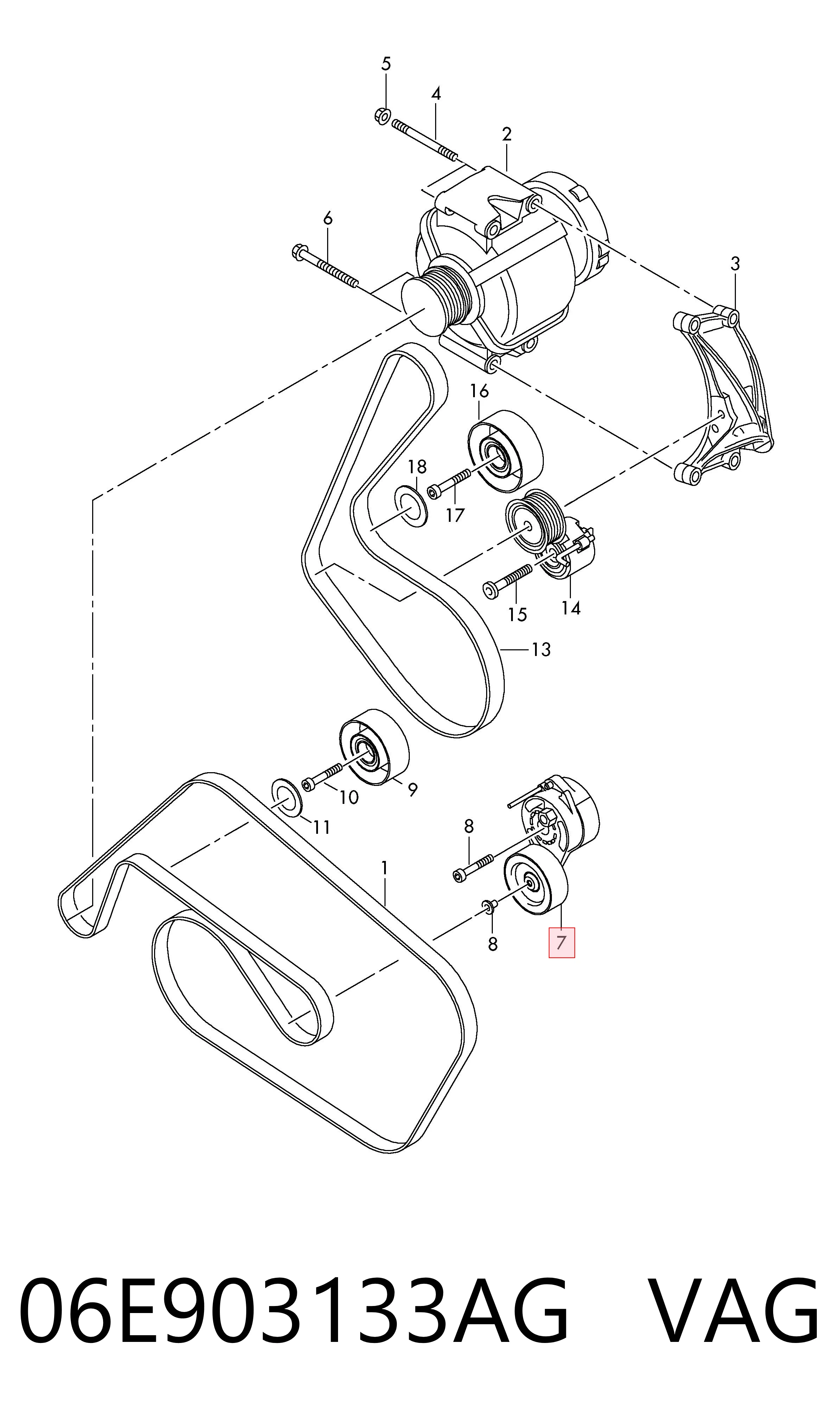 Comprar 06E903133AG VAG Tensor de correa poli V 