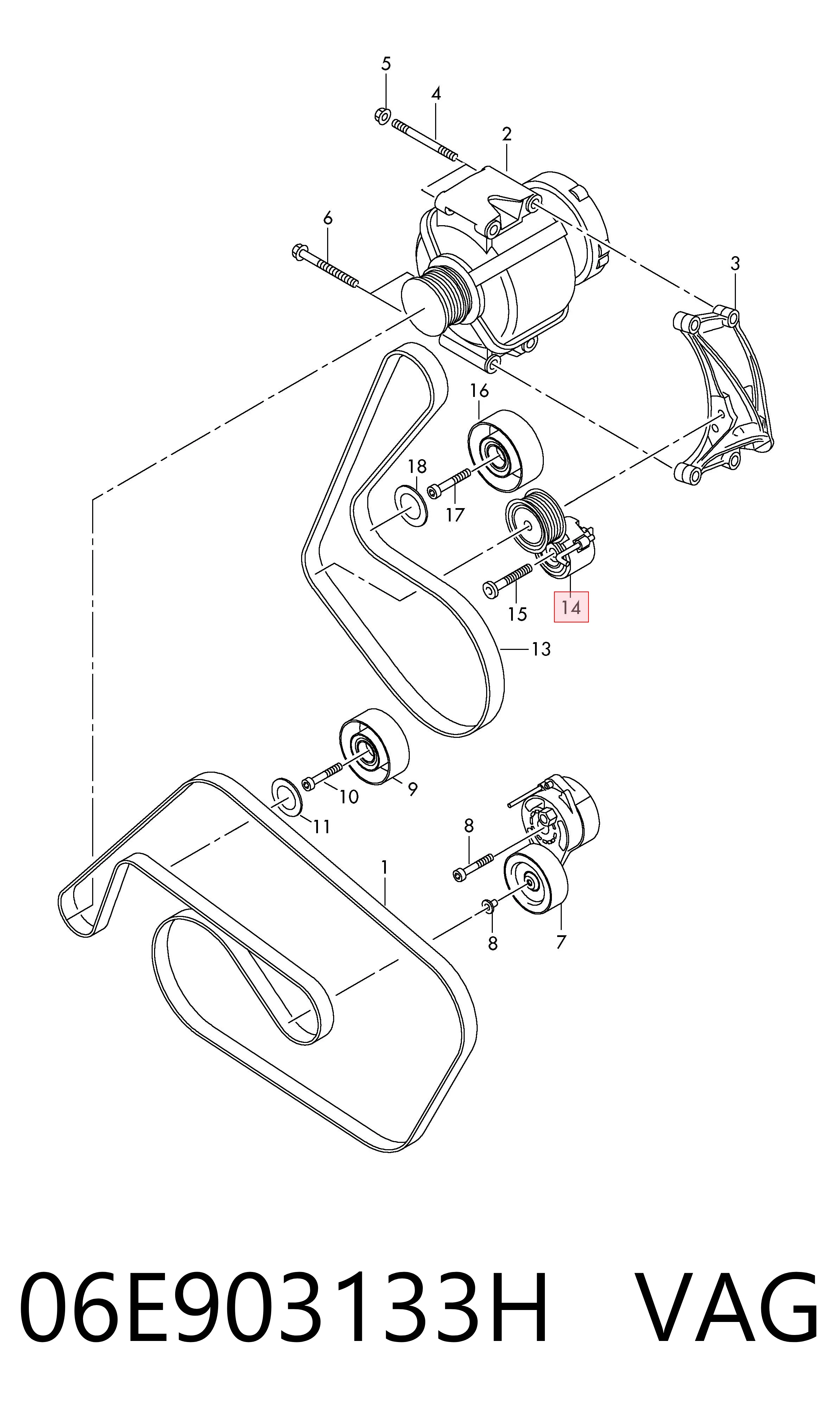 Tensor de la correa trapecial poli v Audi Q7  (4MB, 4MG, 4MQ)