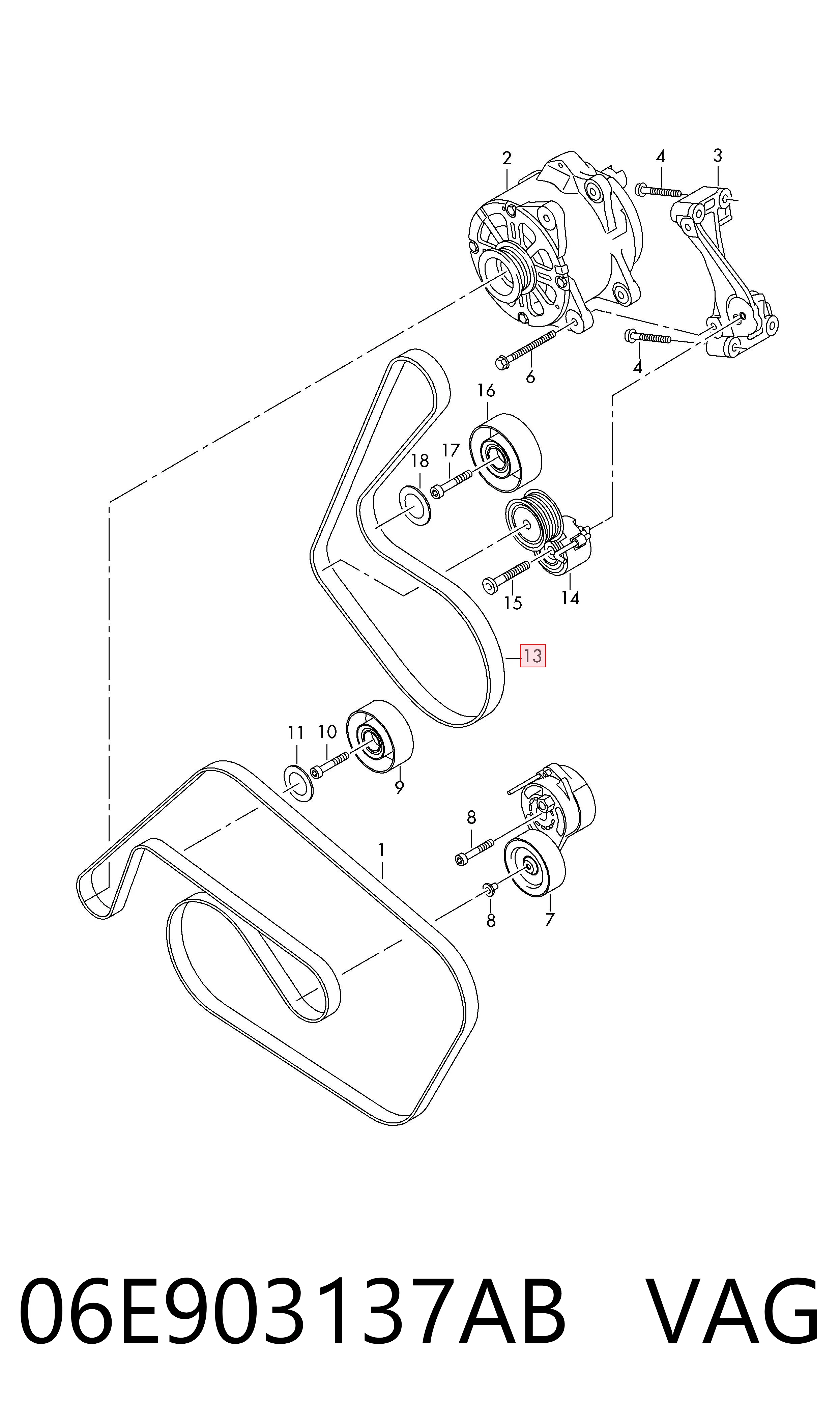 Correa de transmisión trapezoidal VAG 06E903137AB precio, desde 13,88 EUR