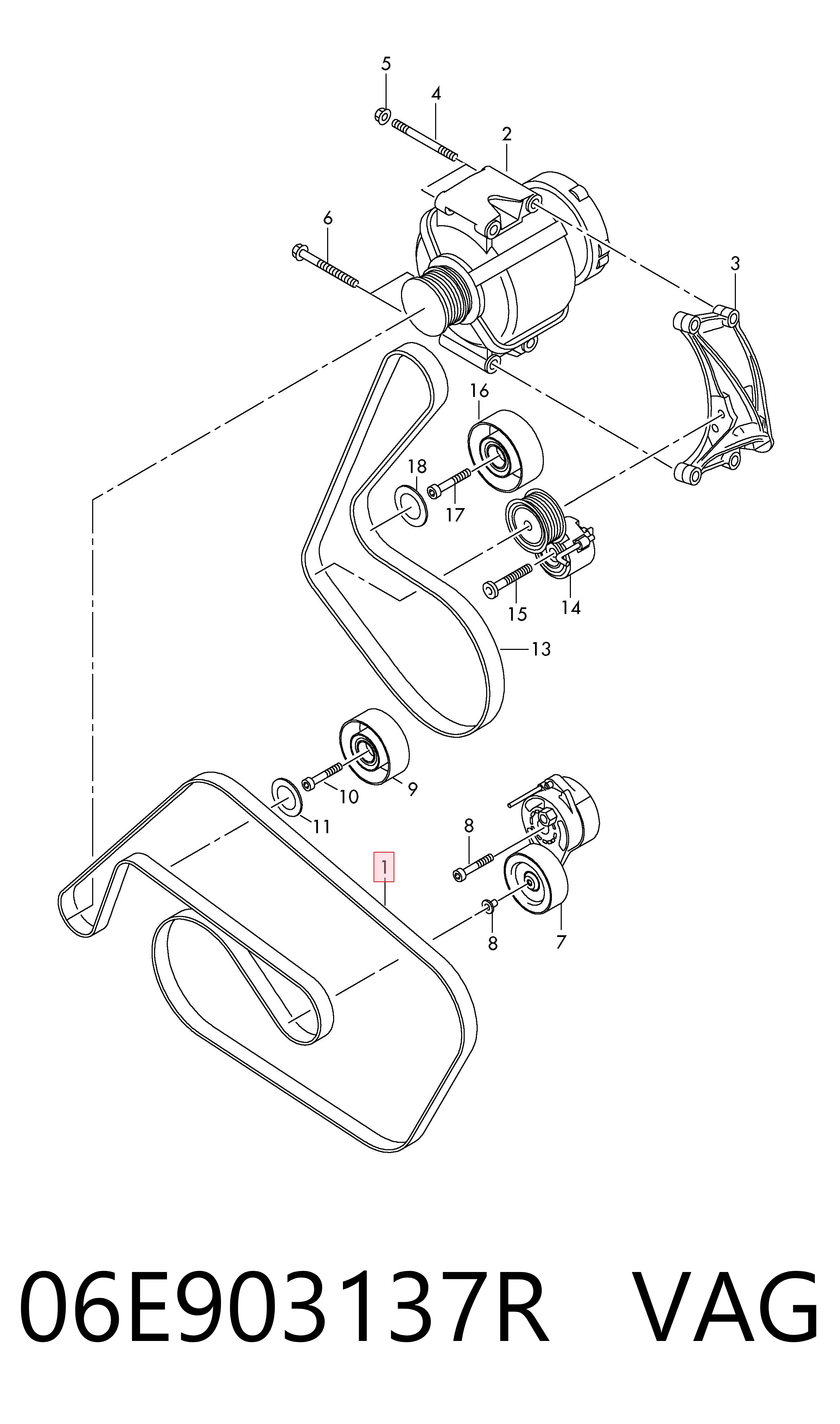 Correa de transmisión trapezoidal VAG 06E903137R precio, desde 28,66 EUR