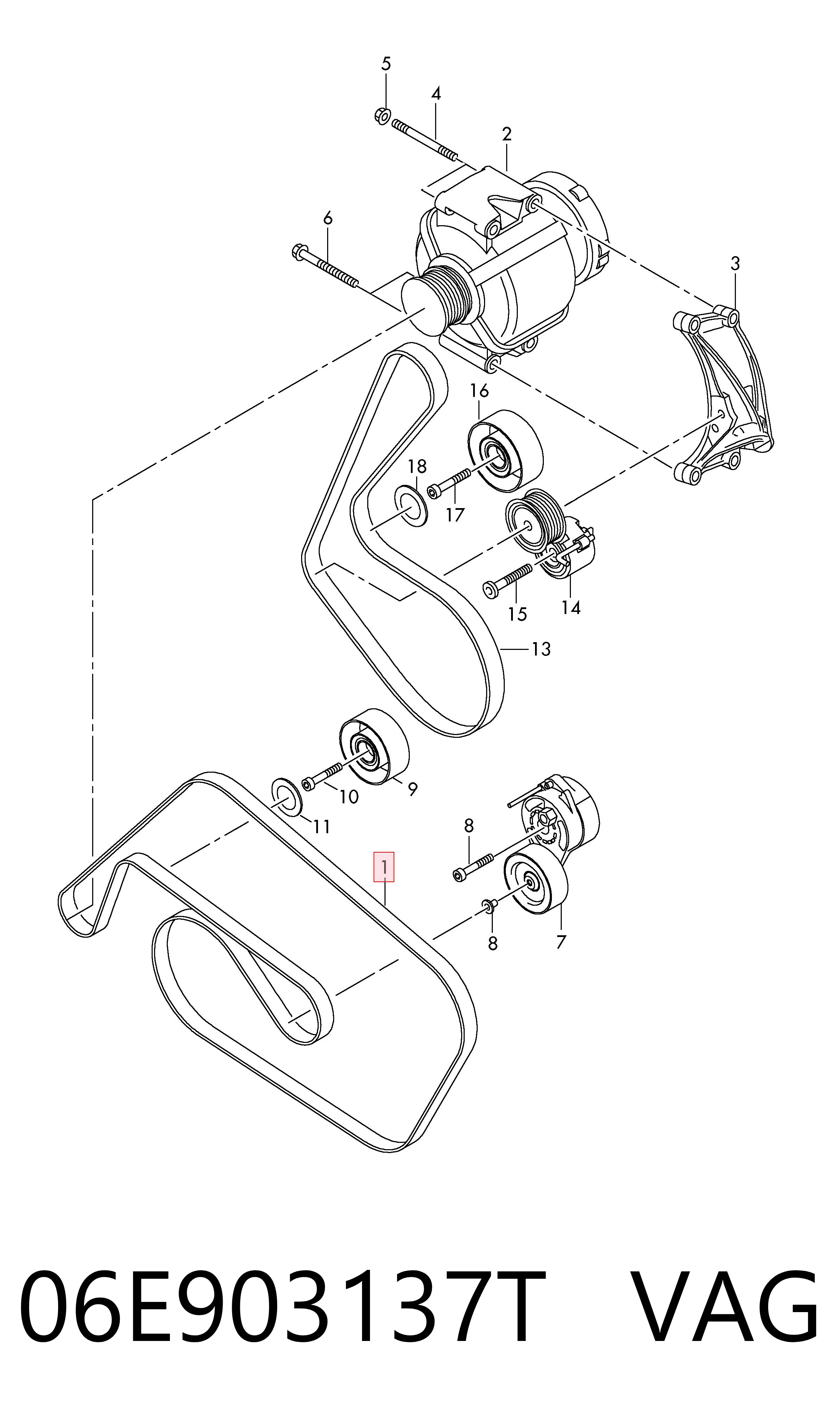 06E903137T VAG Correa poly v