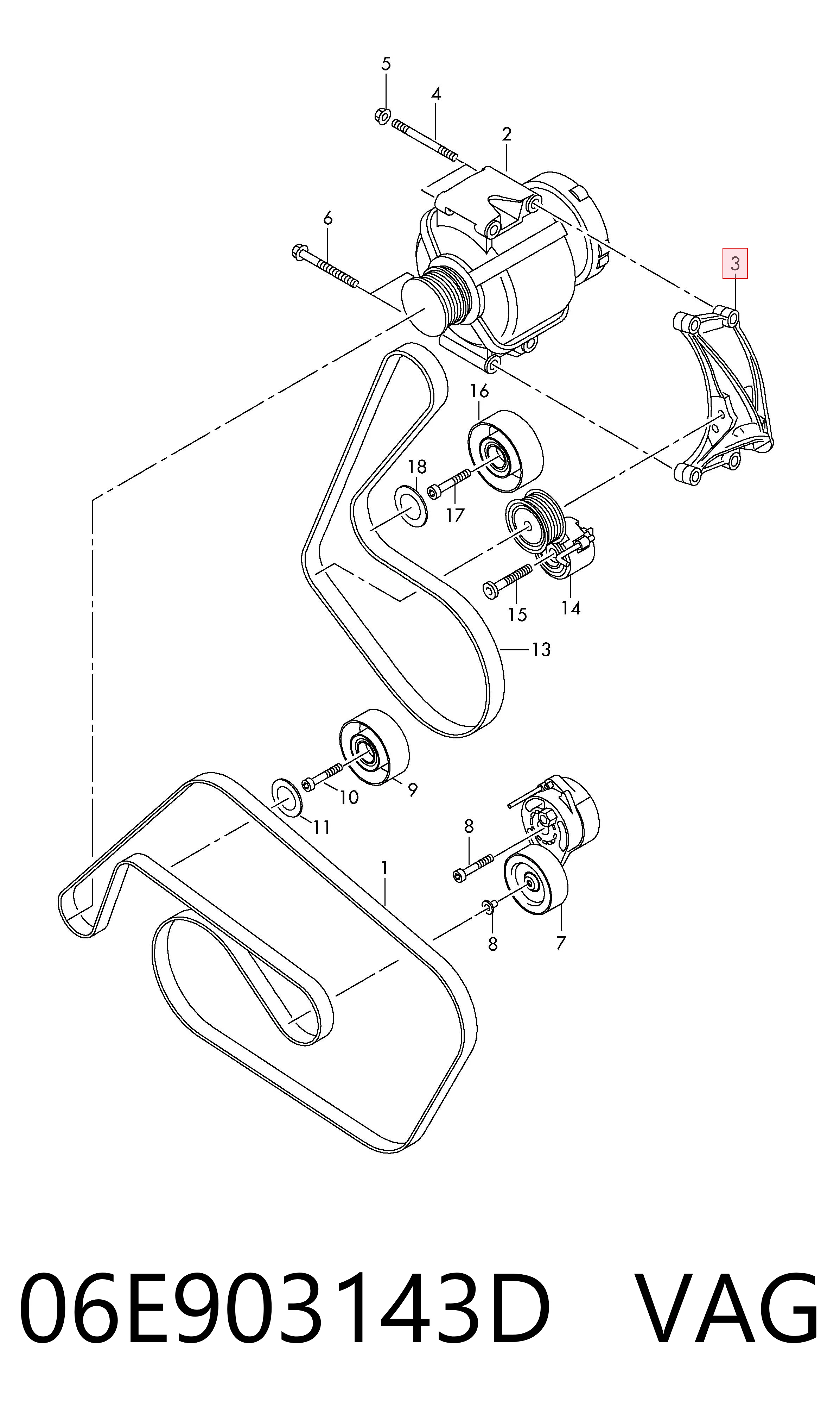 06E903143D VAG Soporte alternador