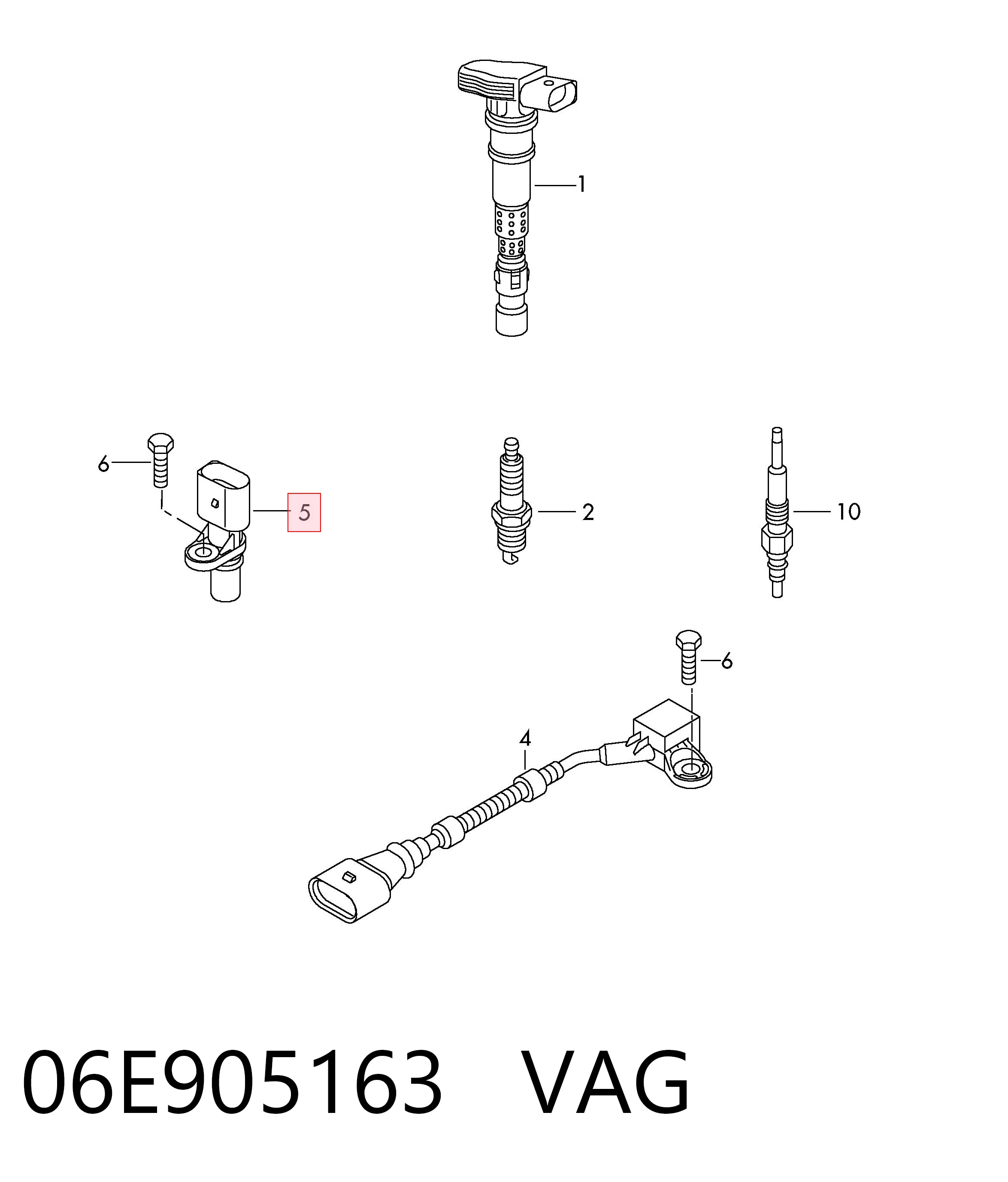 06E905163 VAG Sensor posición arbol de levas