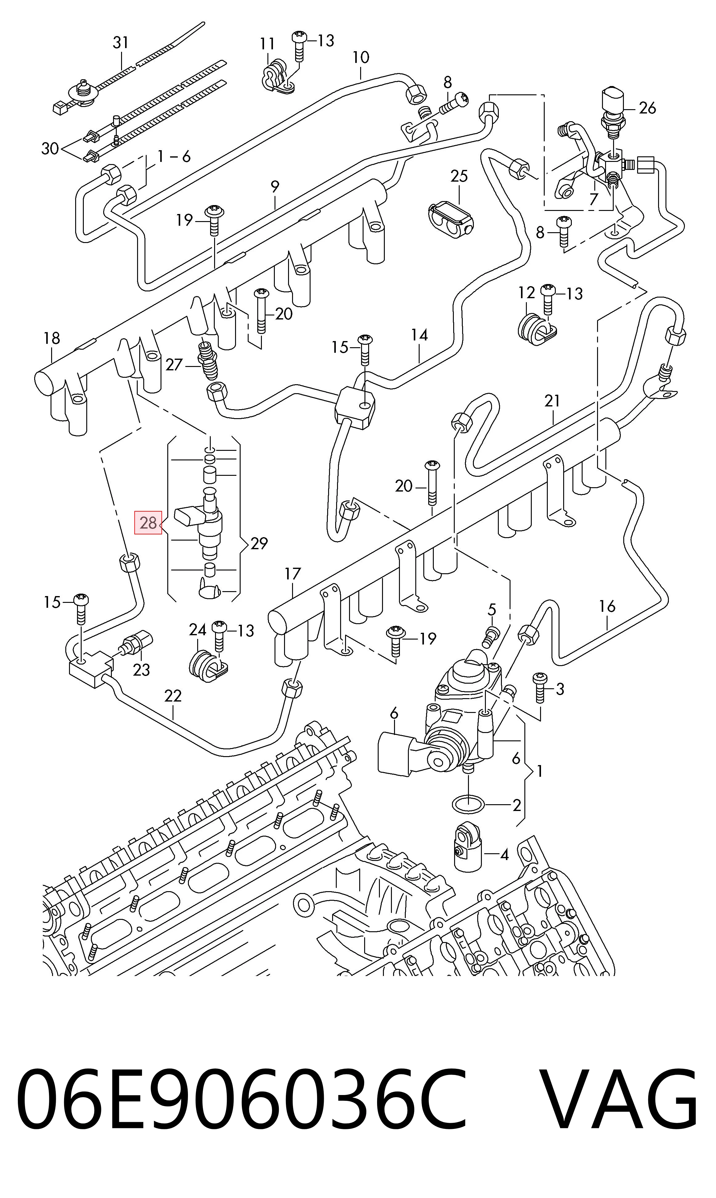 06E906036C VAG Inyector de combustible