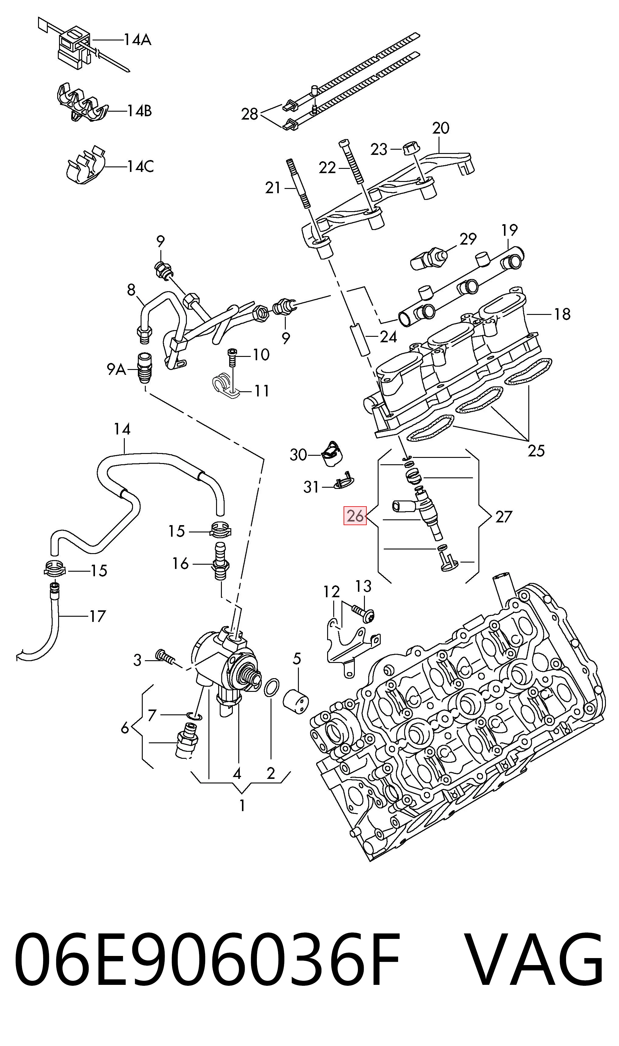 06E906036F VAG Inyector de combustible