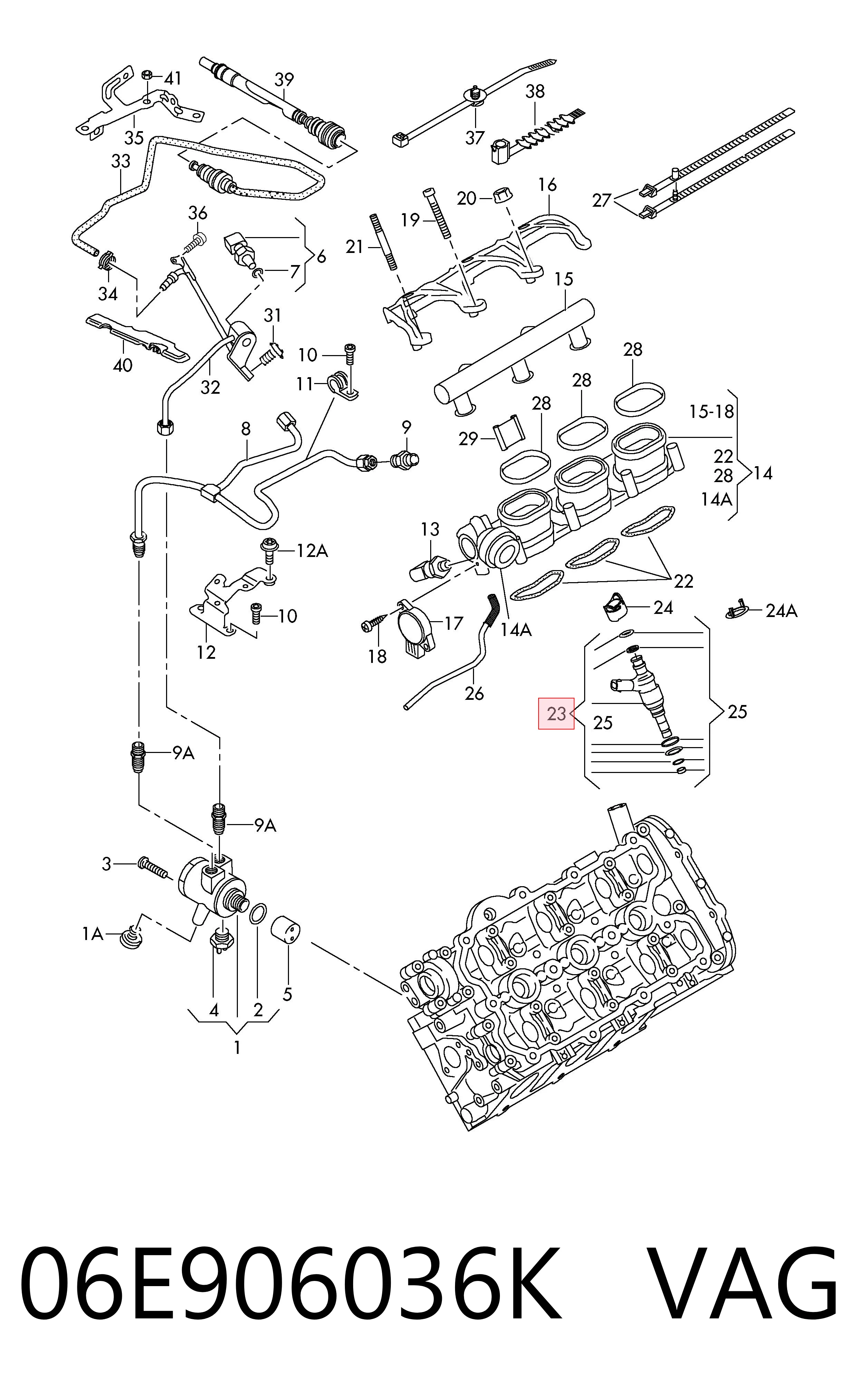 Inyector de combustible 06E906036K VAG