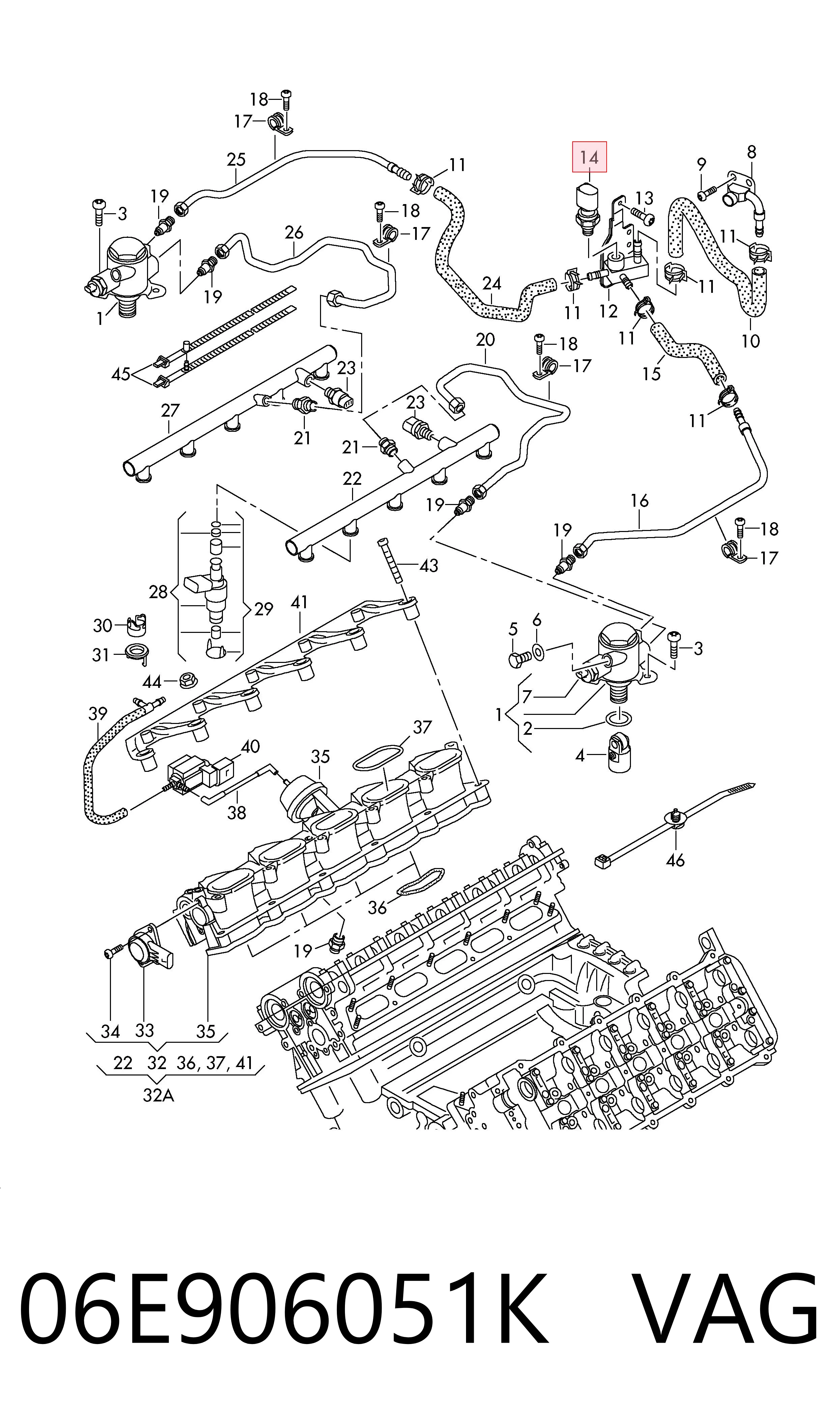 06E906051K VAG Sensor de presión de combustible