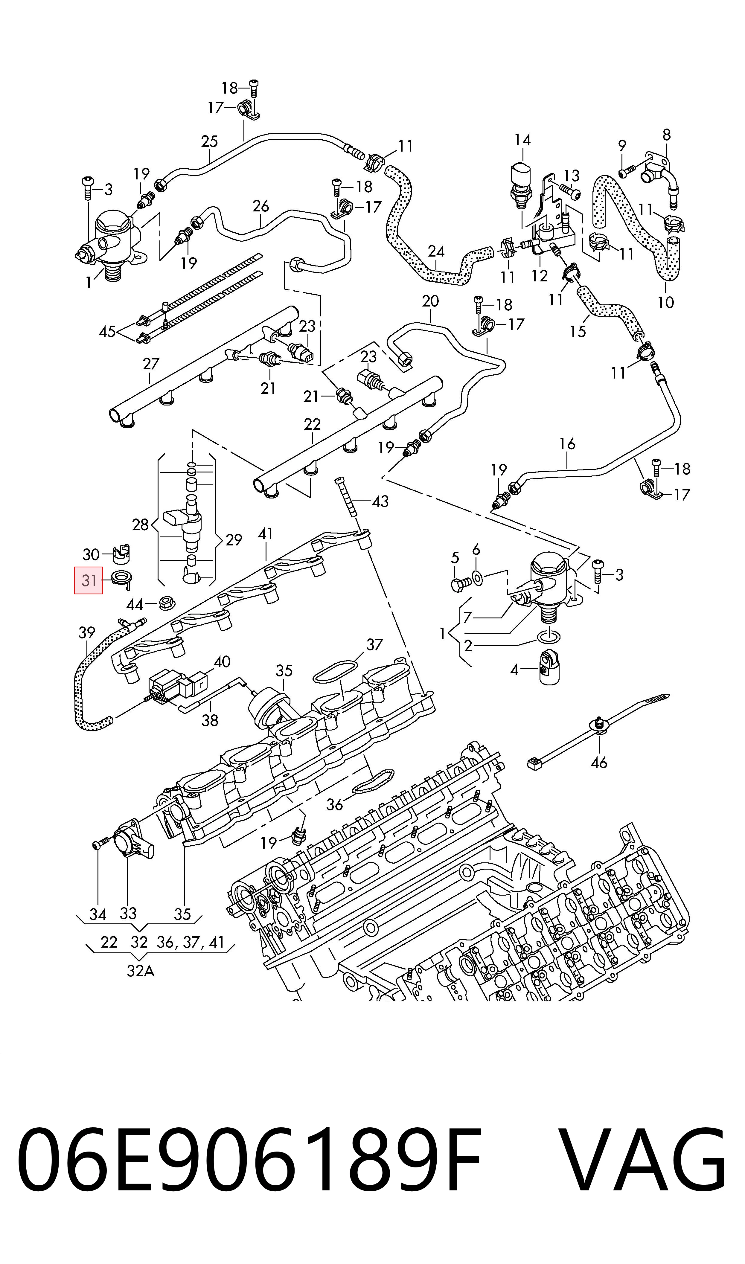 06E906189F VAG Soporte del inyector