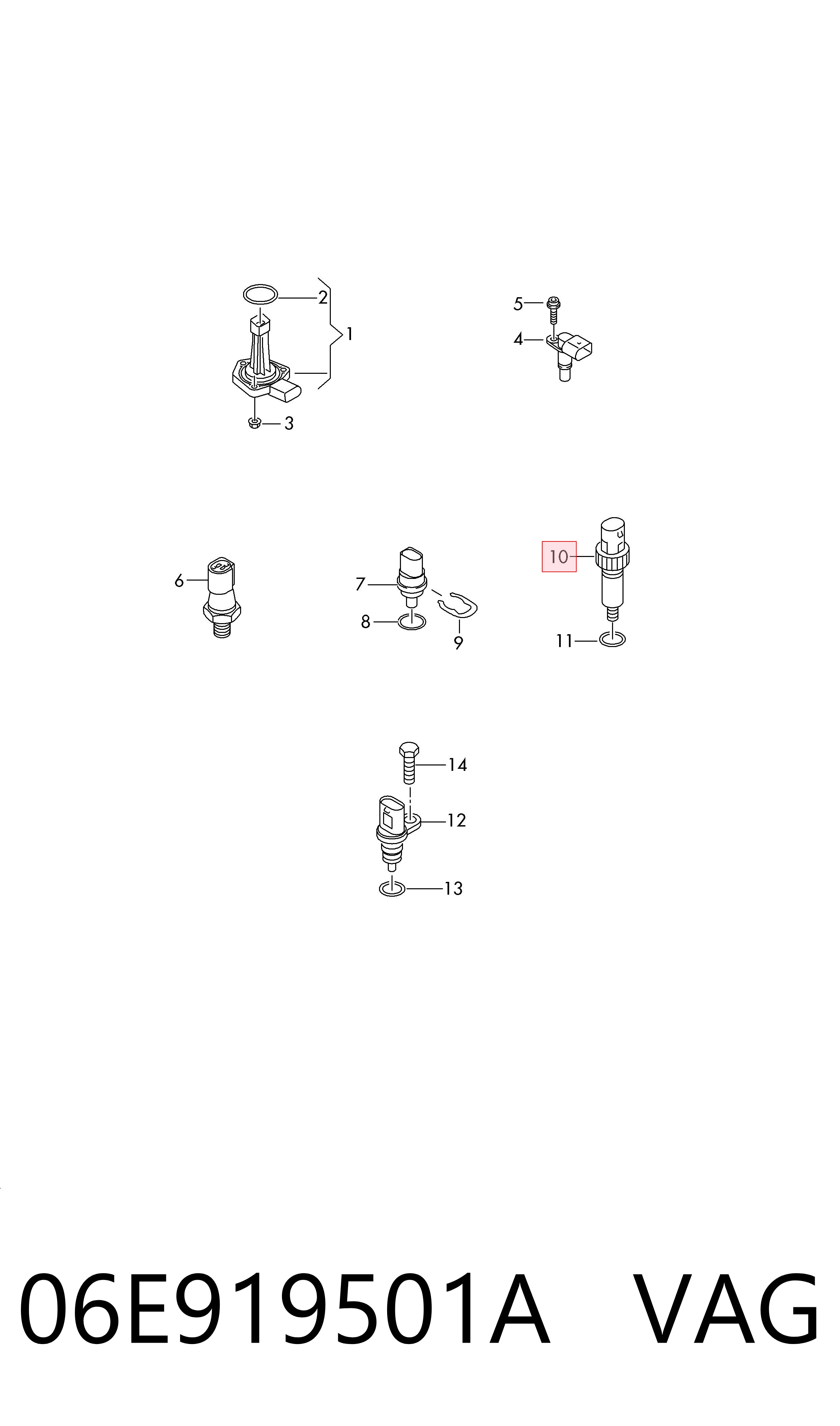 06E919501A VAG Sensor de temperatura del refrigerante del tablero