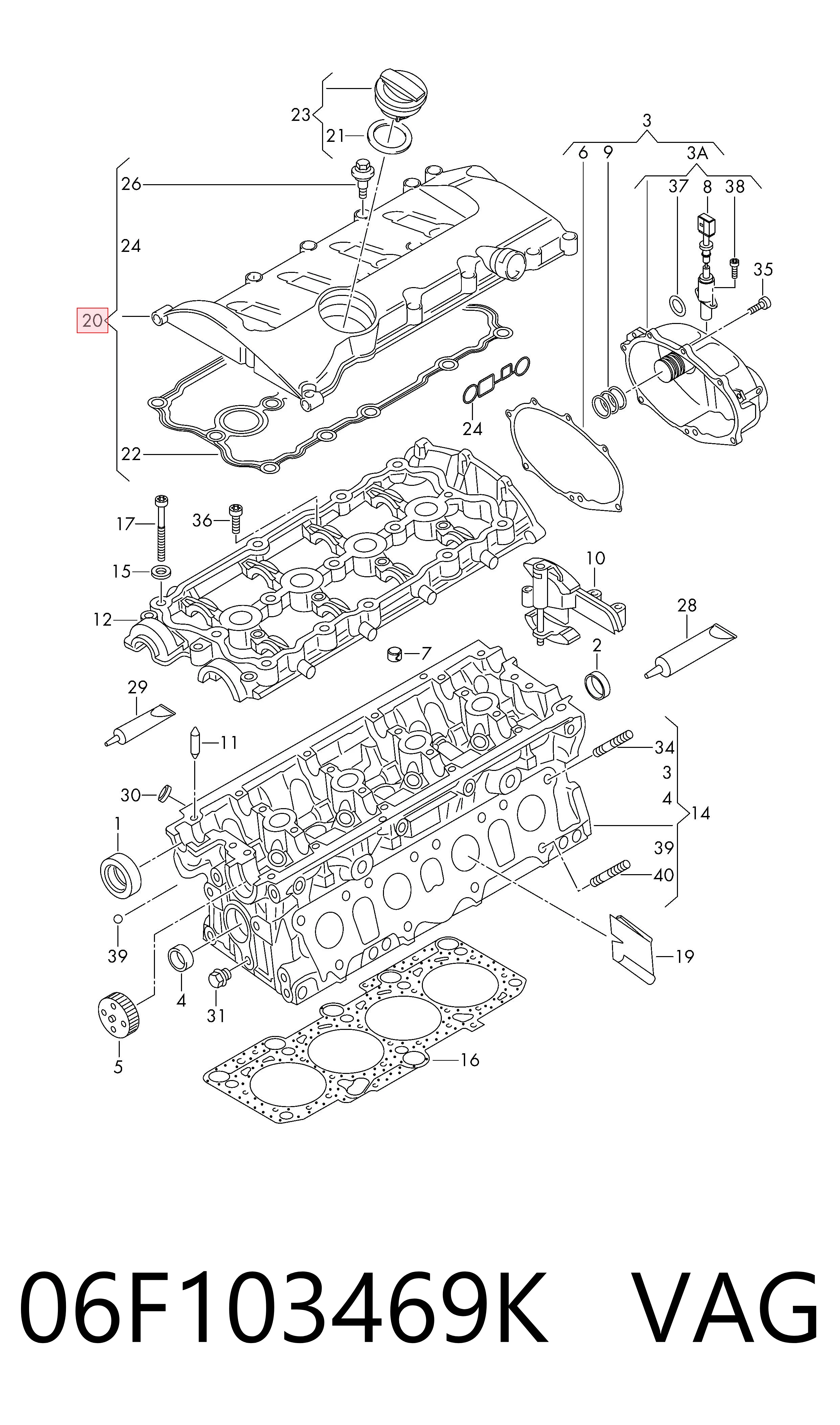 06F103469K VAG Tapa de culata