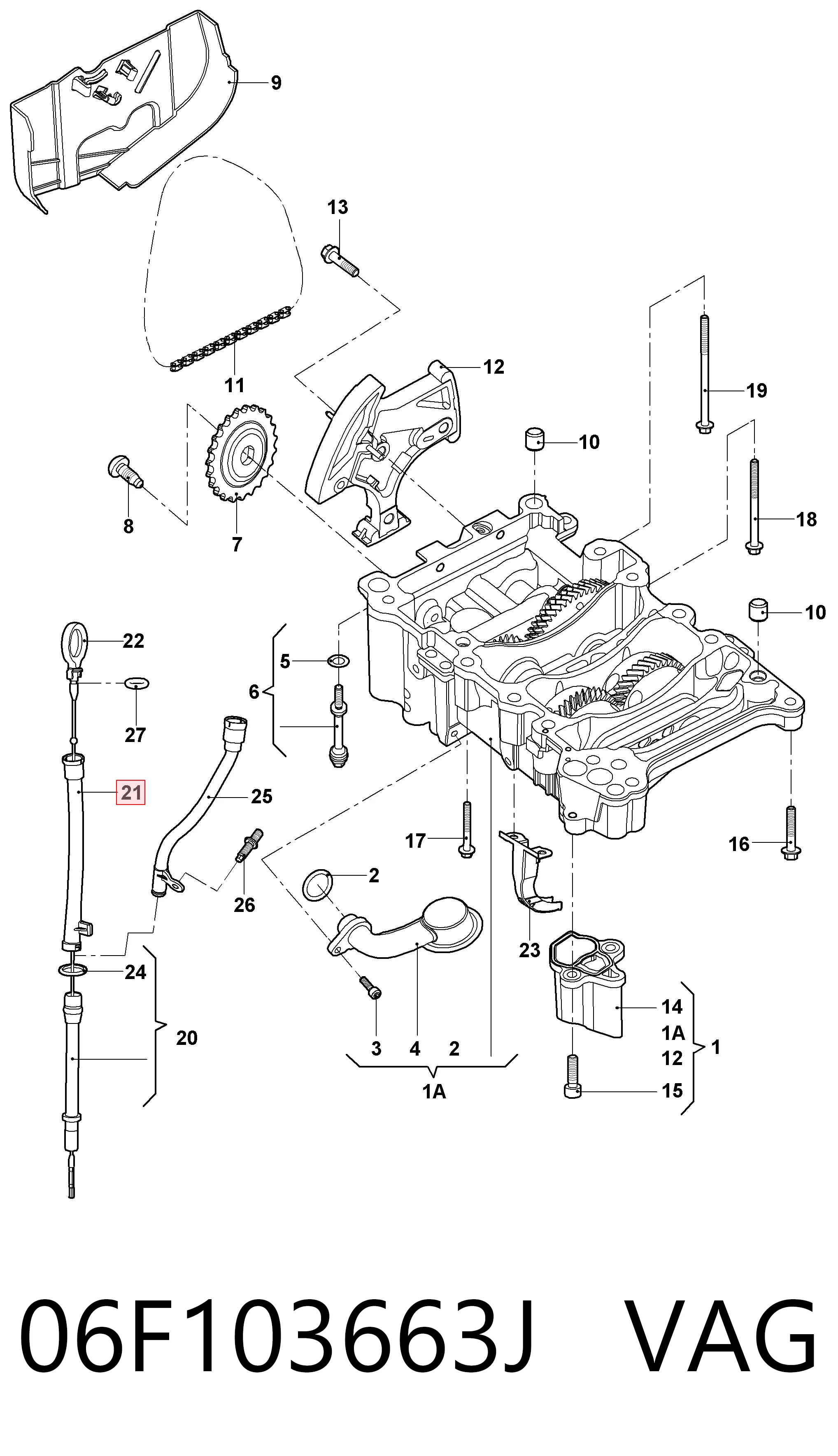 Guía de la varilla de nivel de aceite del motor VAG 06F103663J precio, desde 4,84 EUR