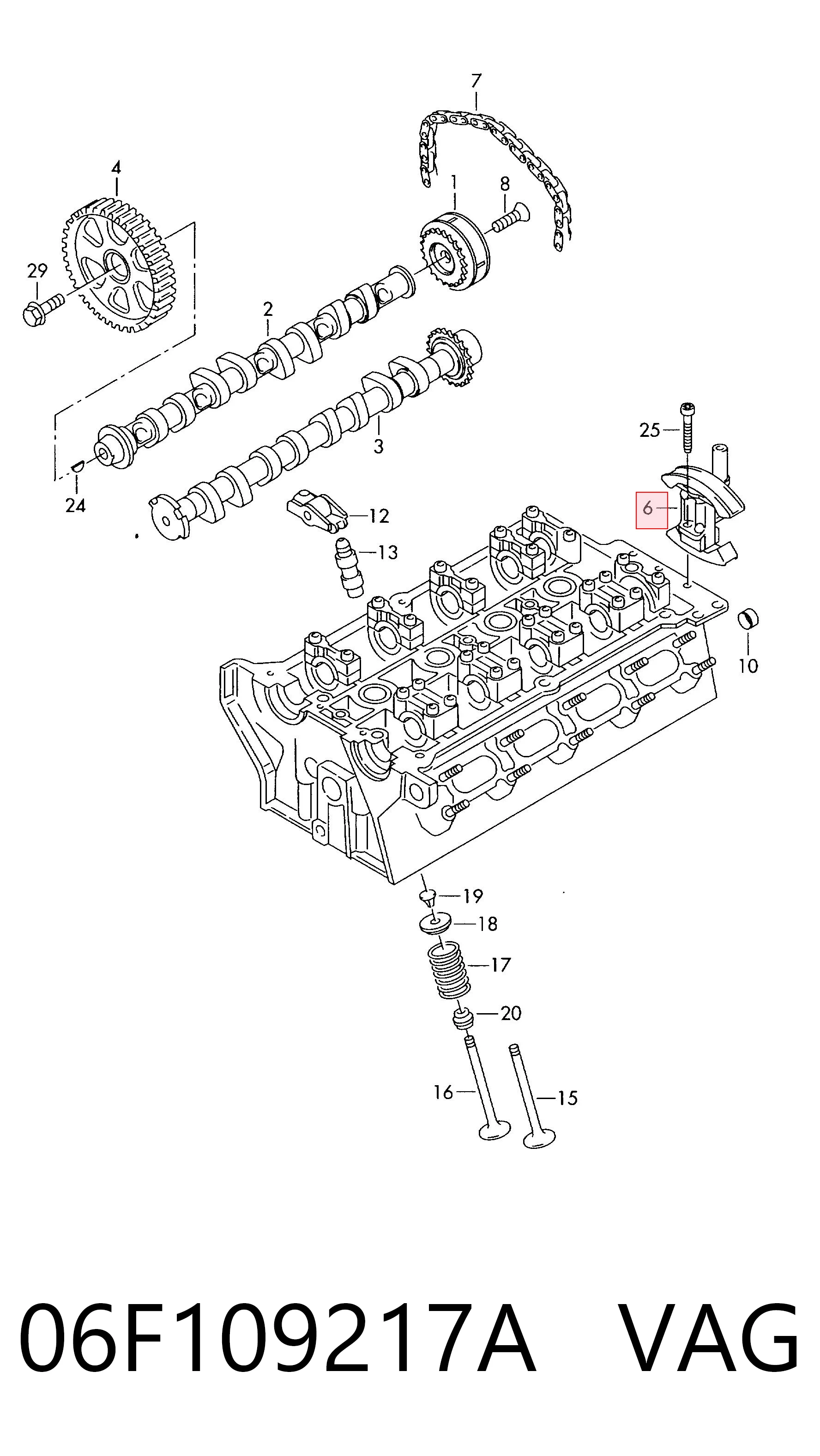 Tensor de cadena de distribución VAG 06F109217A precio, desde 32,12 EUR