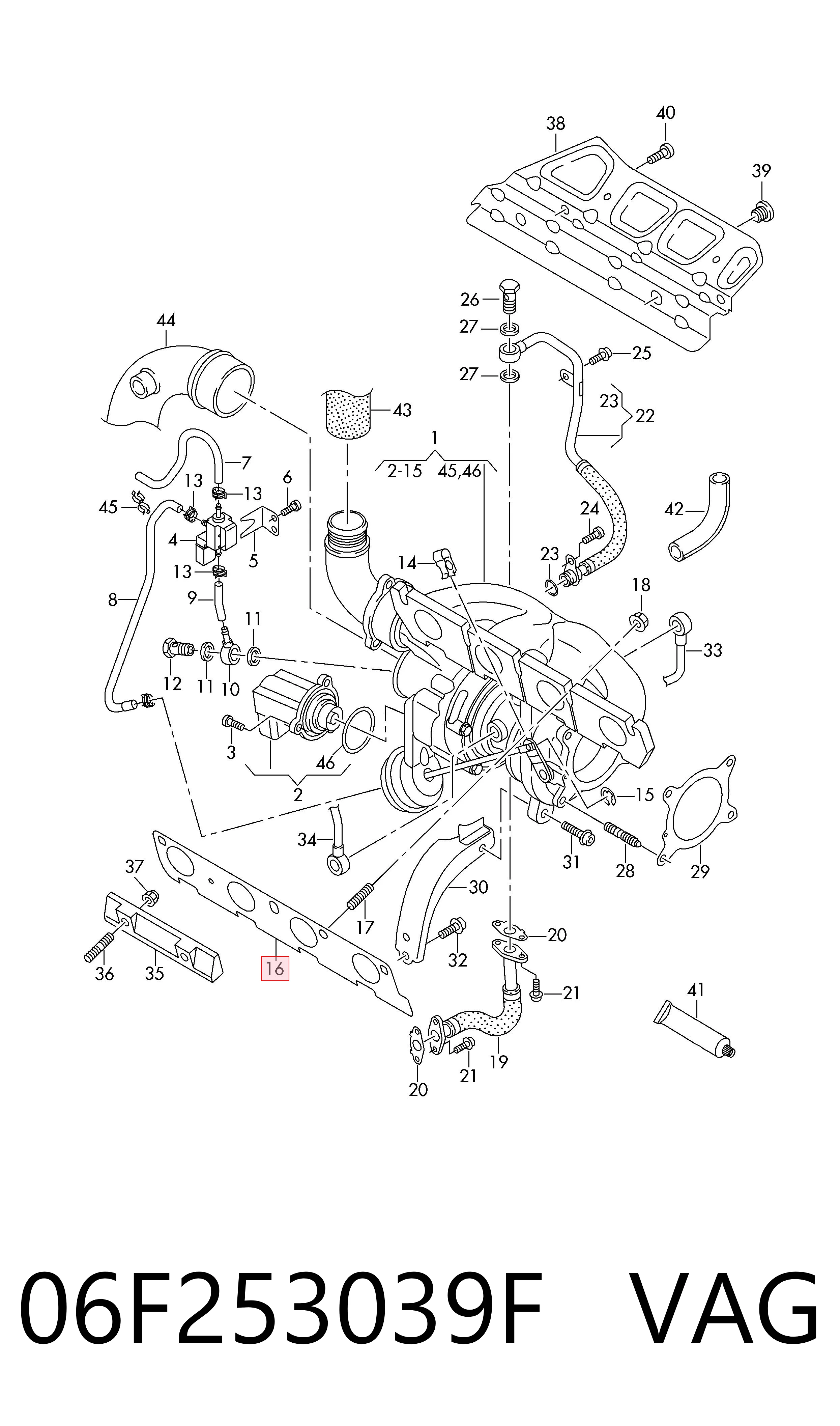 Junta colector escape 06F253039F VAG