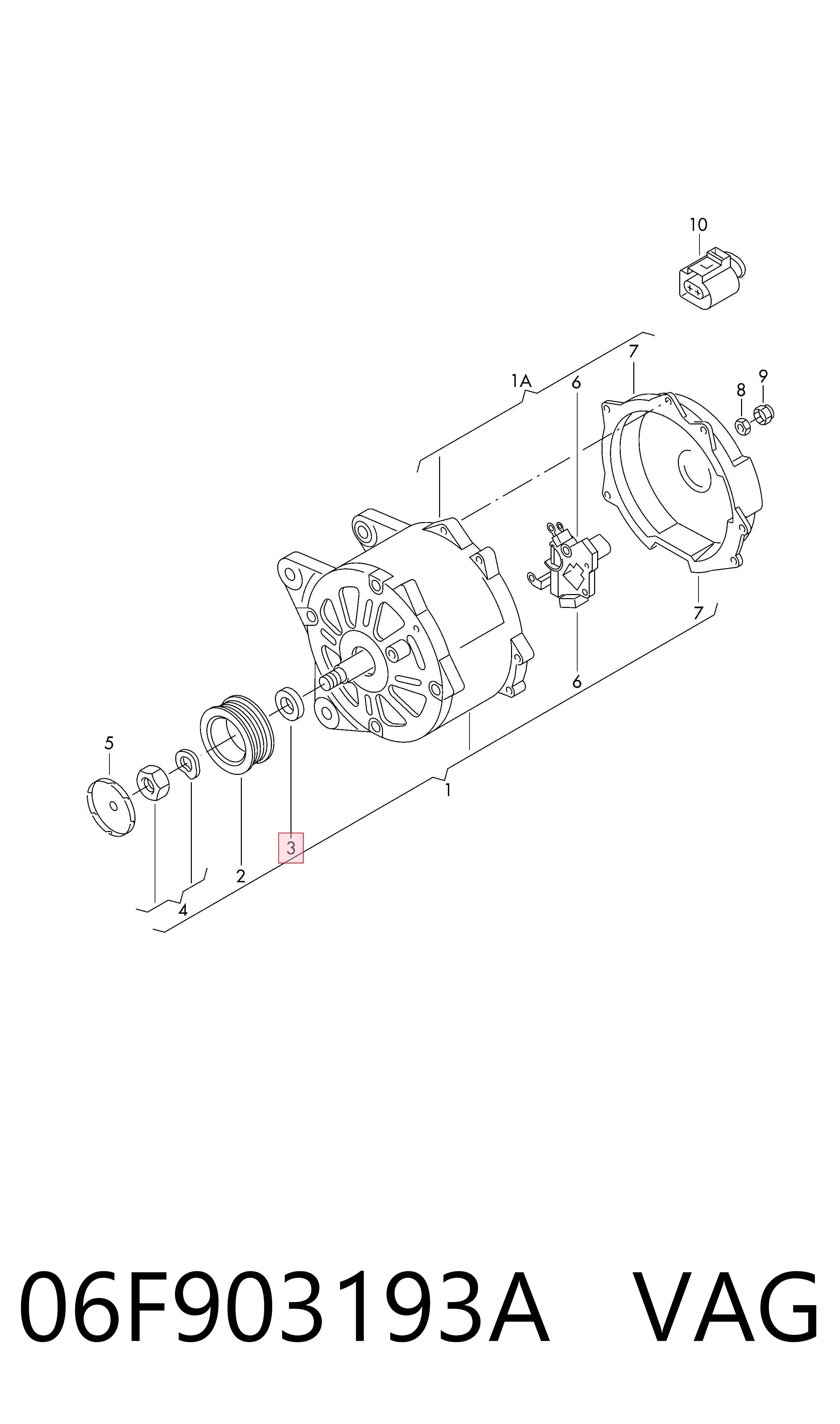 06F903193A VAG Tapa trasera del alternador