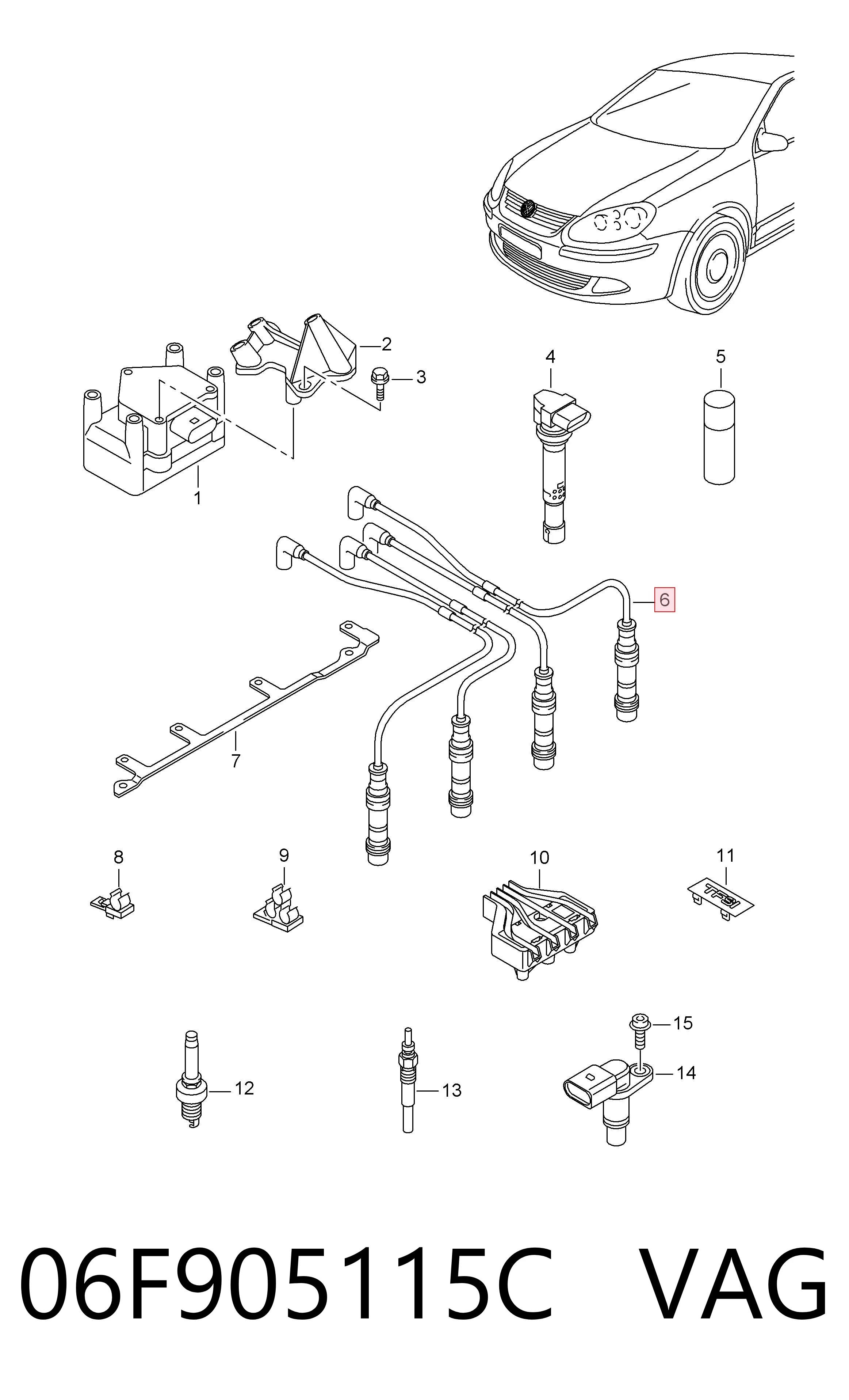 Bobina de encendido 06F905115C VAG