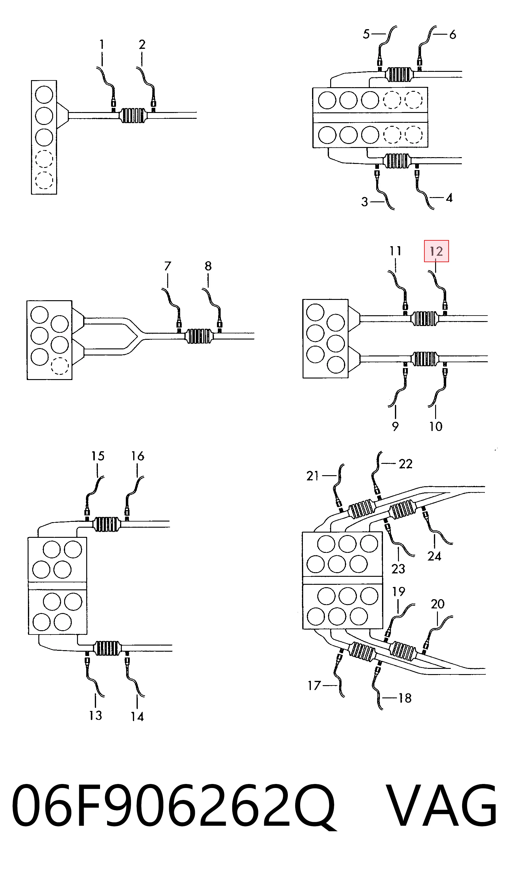 06F906262Q VAG Sonda lambda, sensor de oxígeno después del catalizador derecho