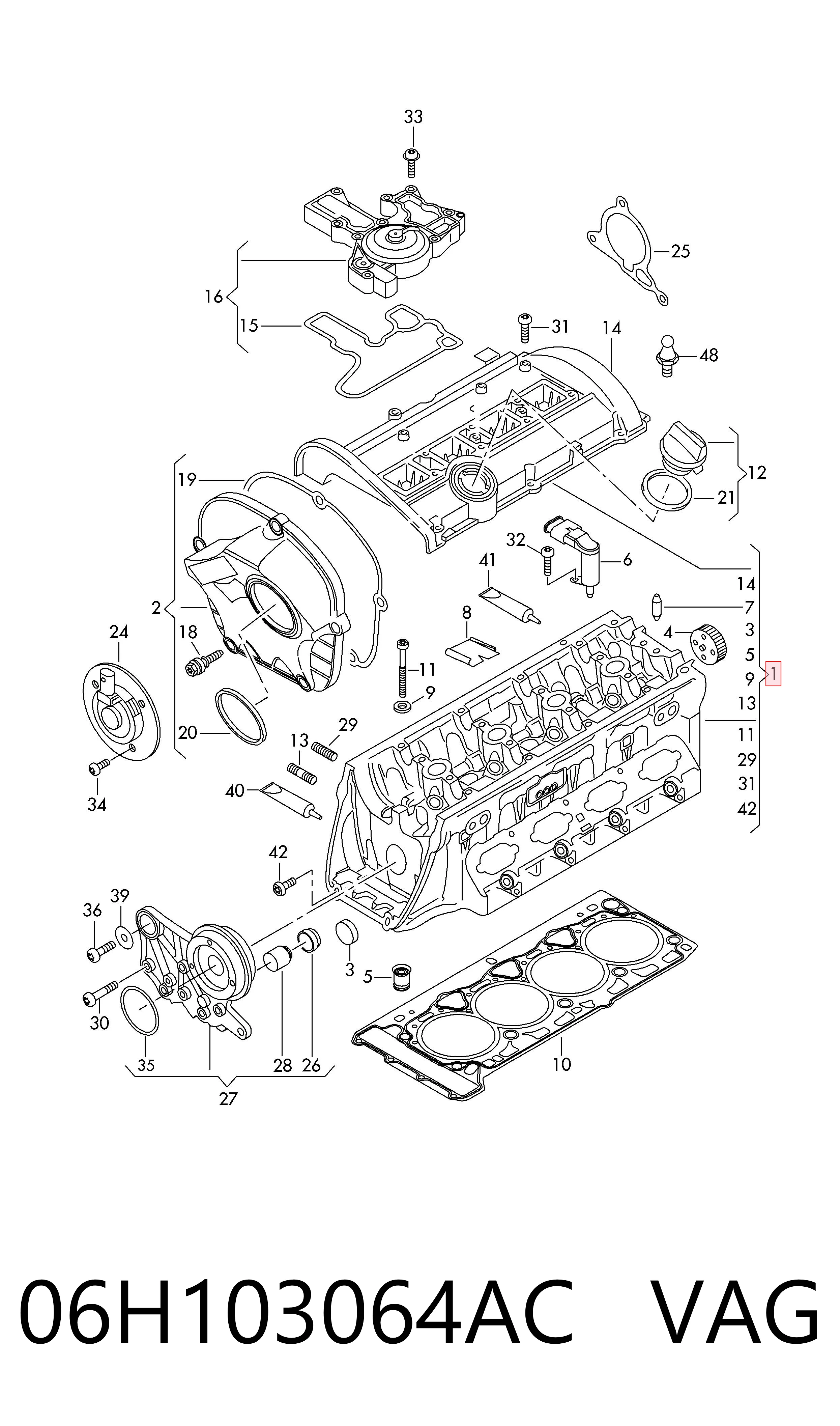 06H103064AC VAG Cabeza del motor