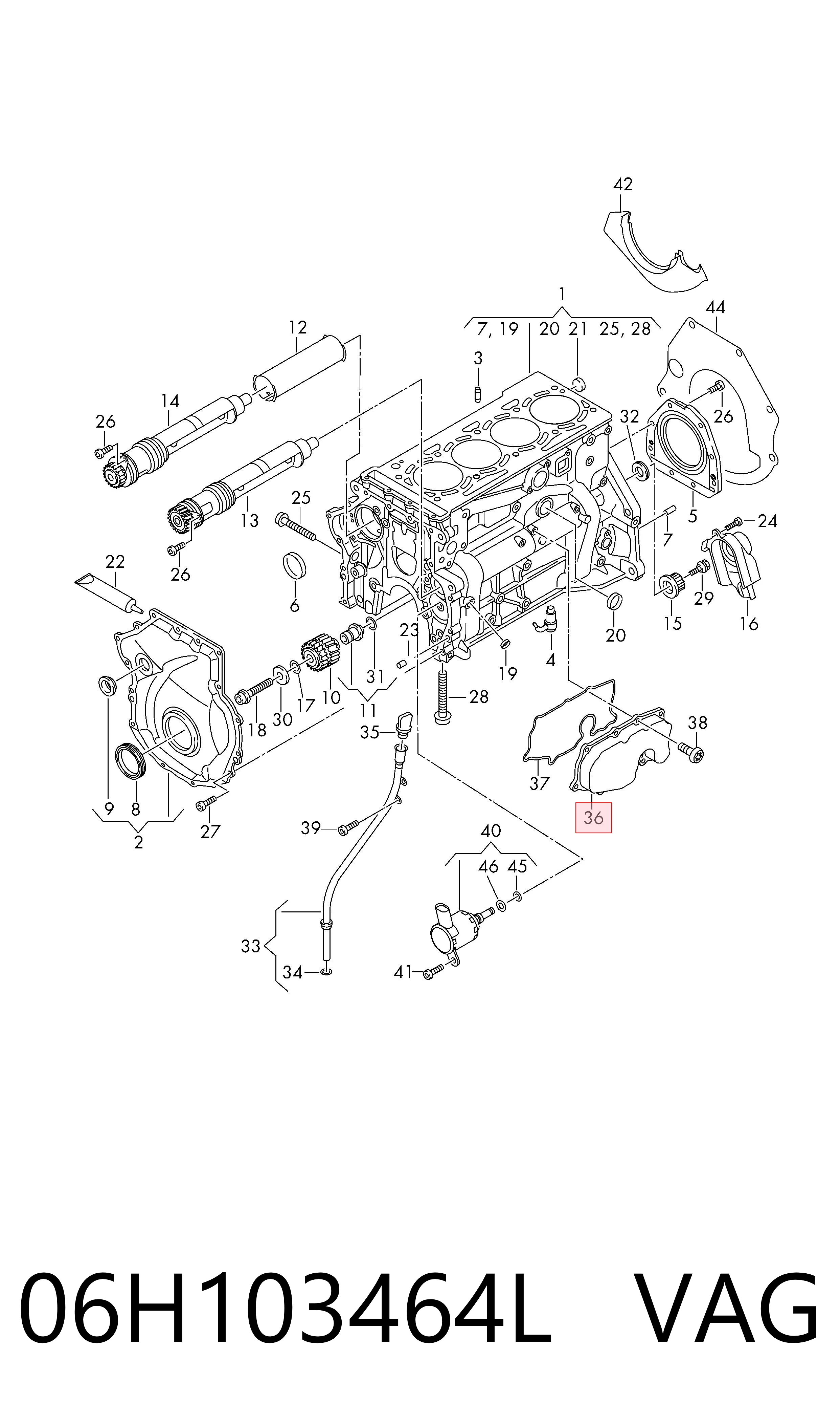 06H103464L VAG Separador de aceite del sistema de ventilación del cárter