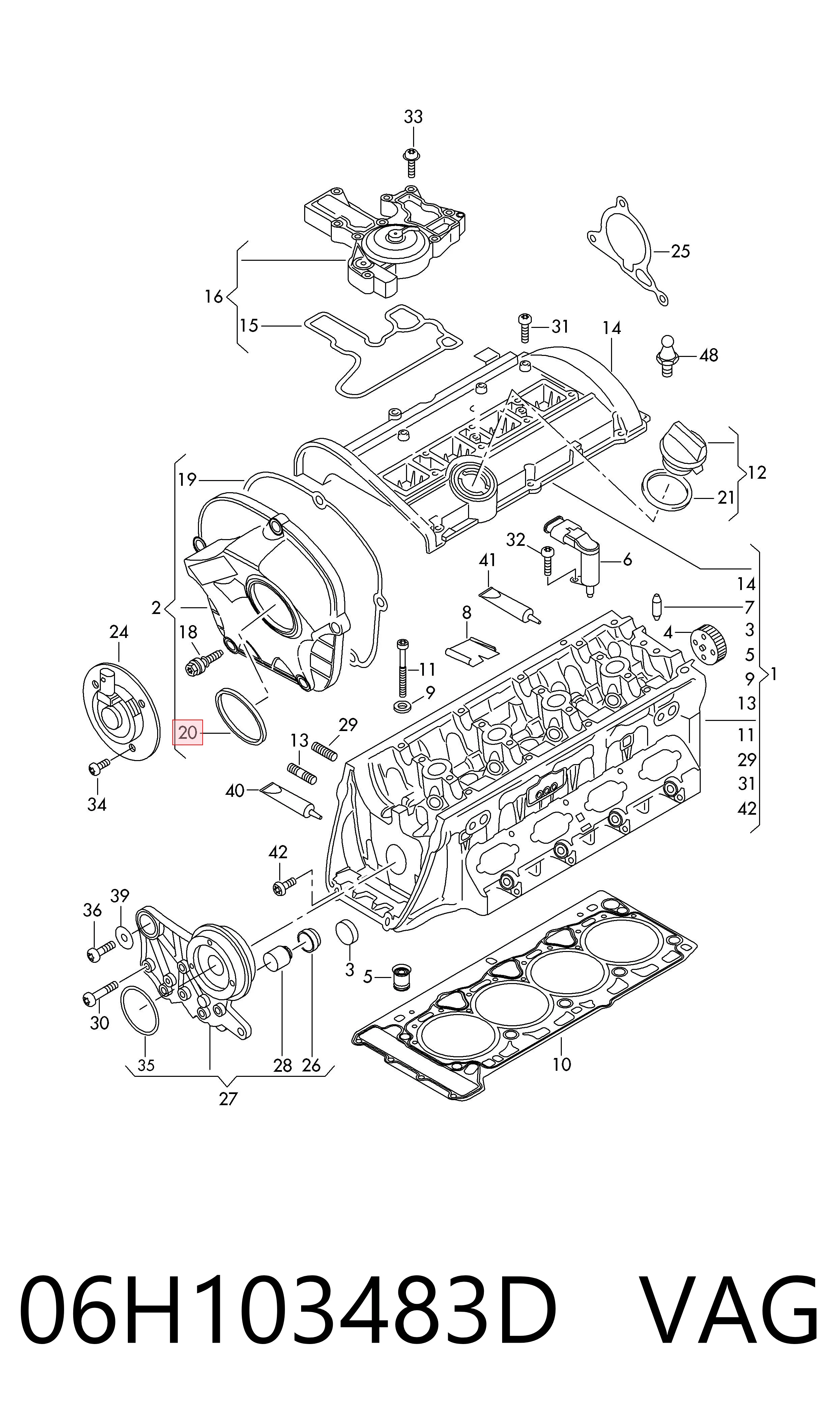 Junta de tapa frontal del motor VAG 06H103483D precio, desde 8,45 EUR