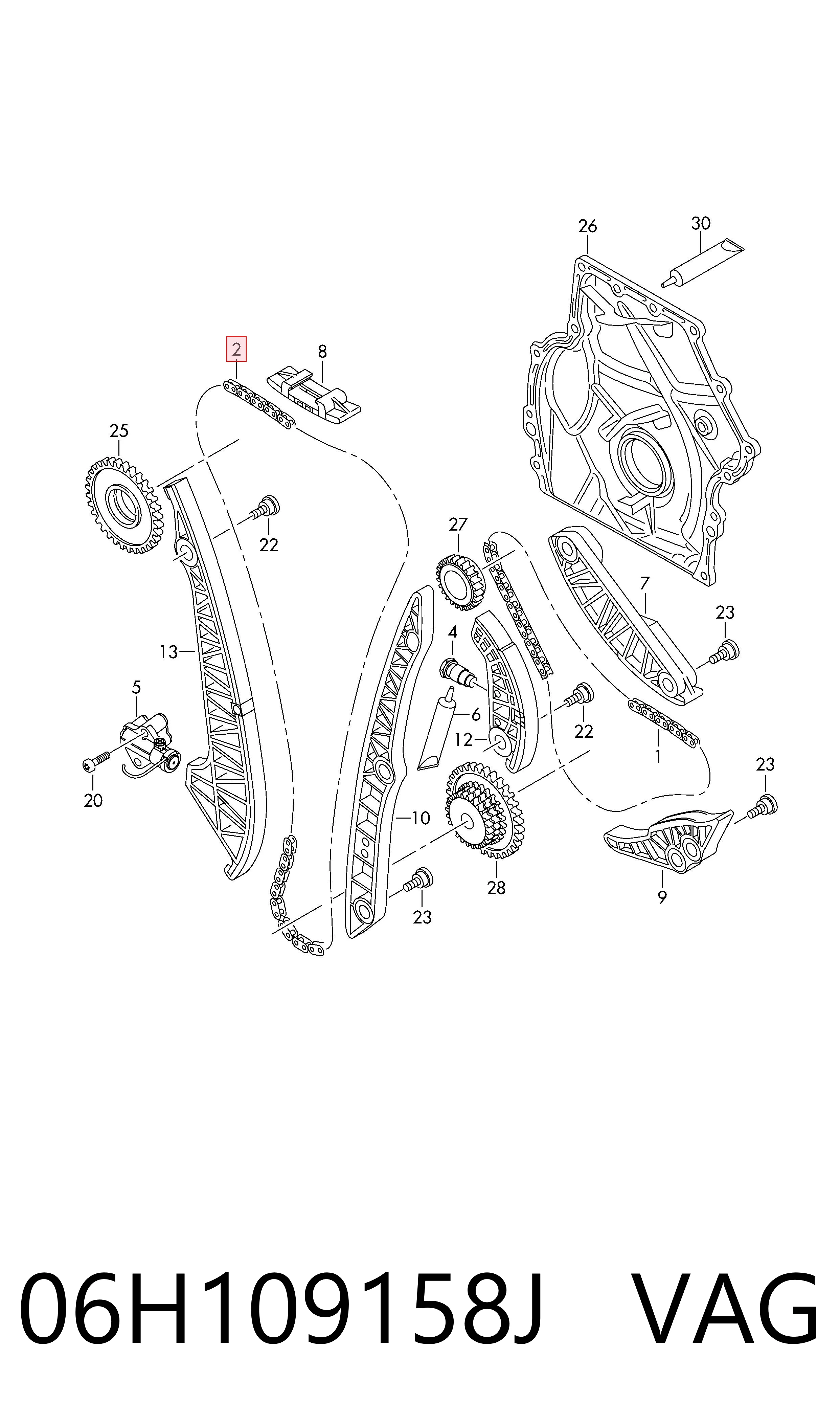 Cadena de motor para Audi A6 C7 4G2, 4GC