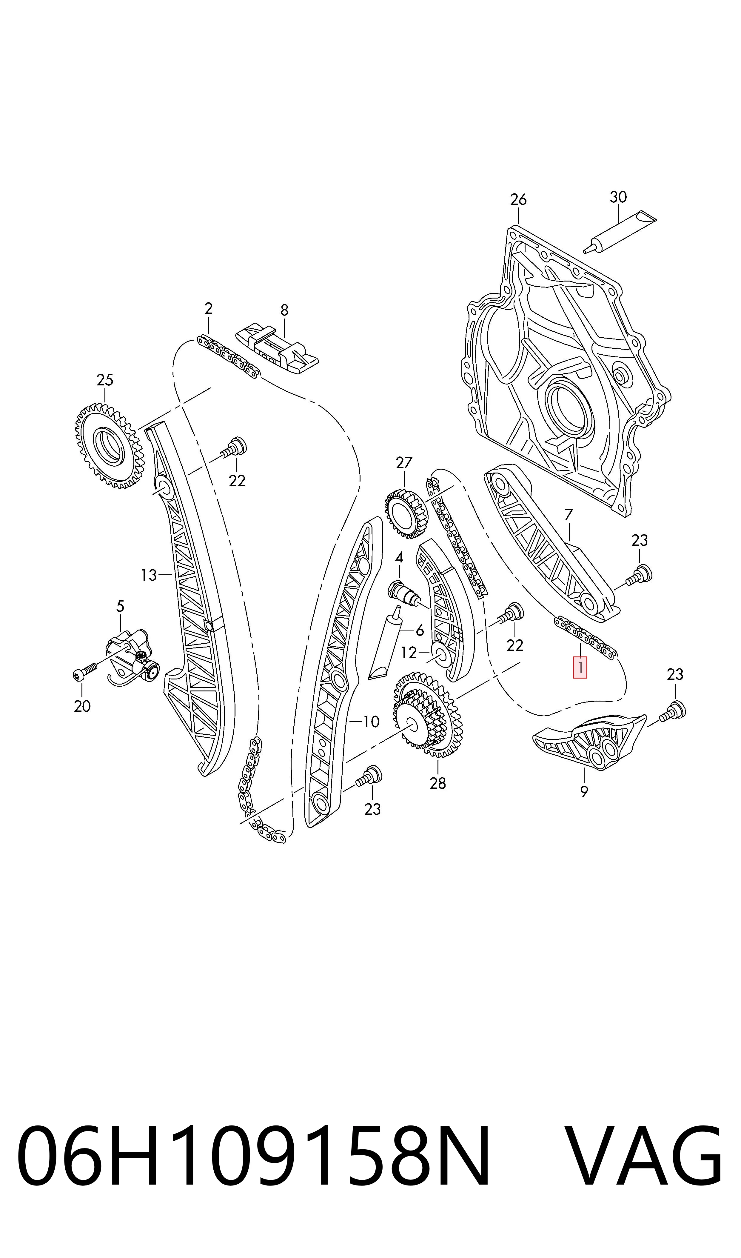 Comprar 06H109158N VAG Cadena inferior de distribución