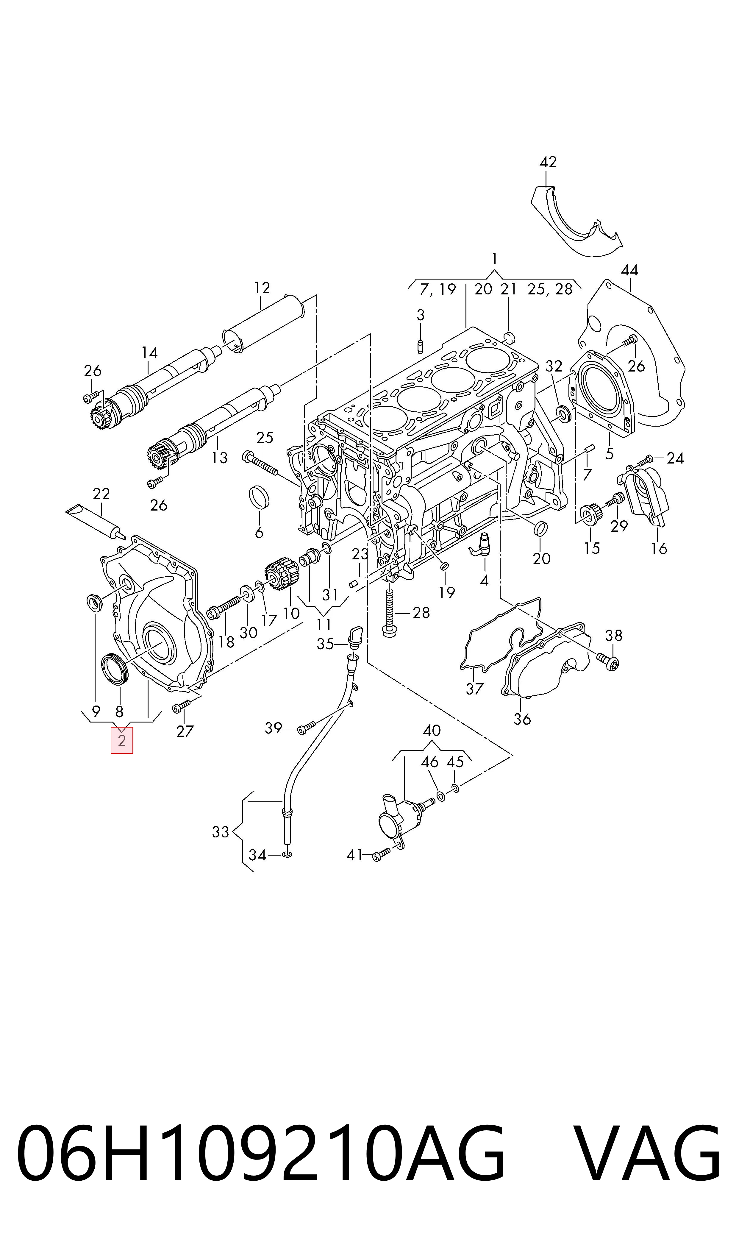 06H109210AG VAG Tapa delantera del motor
