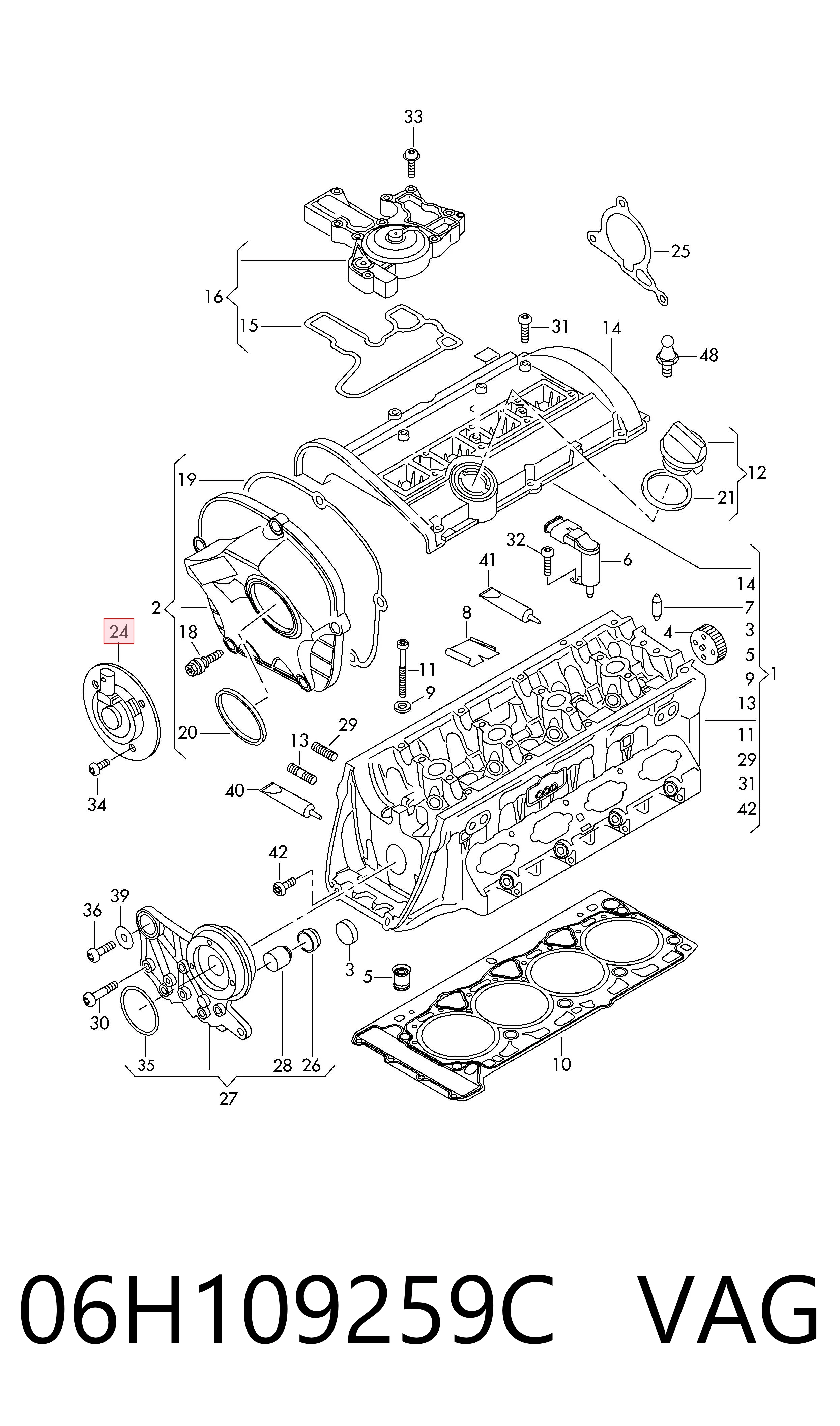 Válvula solenoide de control de posición del árbol de levas 06H109259C VAG